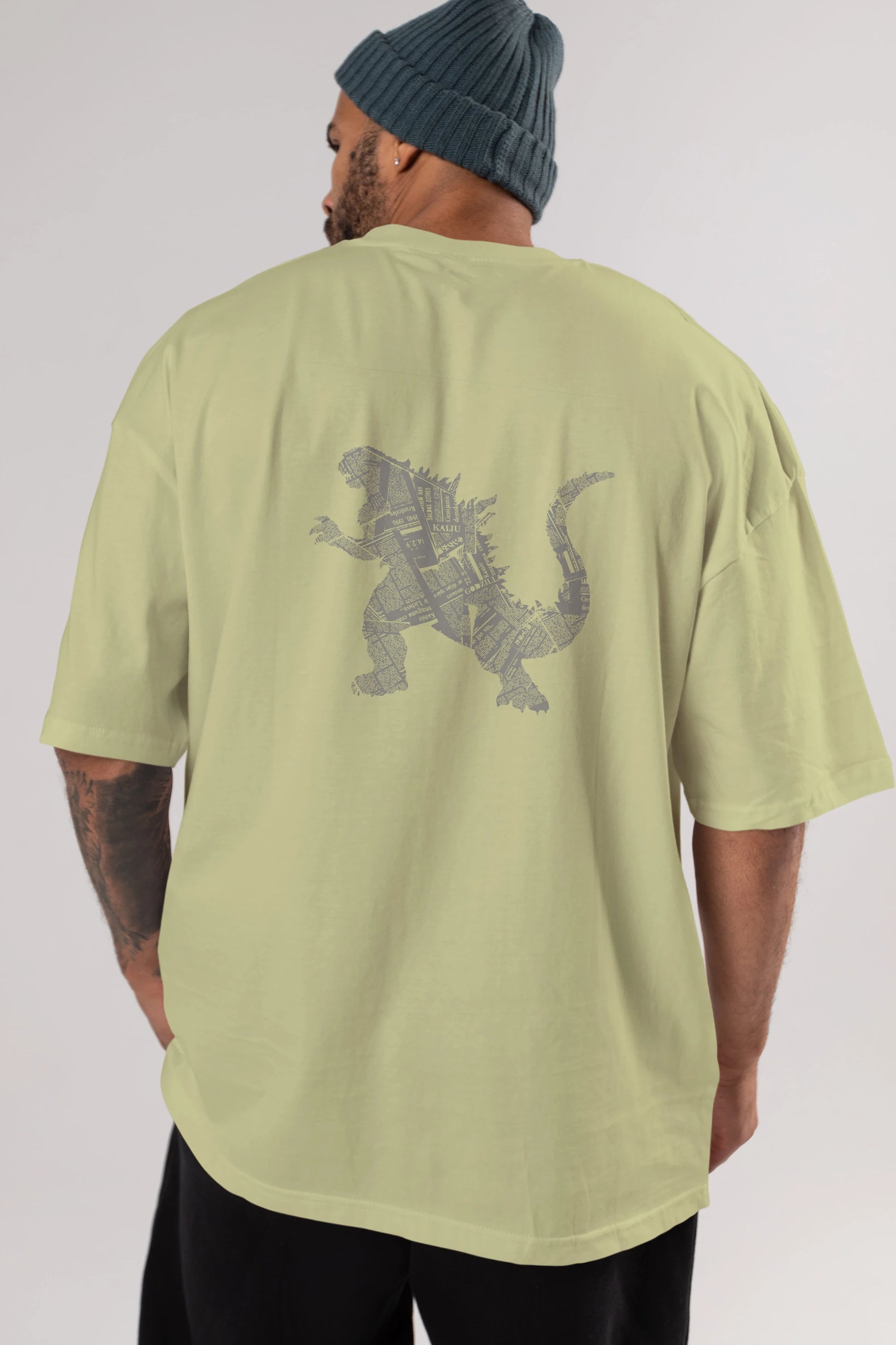 Kaiju Arka Baskılı Oversize t-shirt %100 pamuk Erkek Kadın Unisex