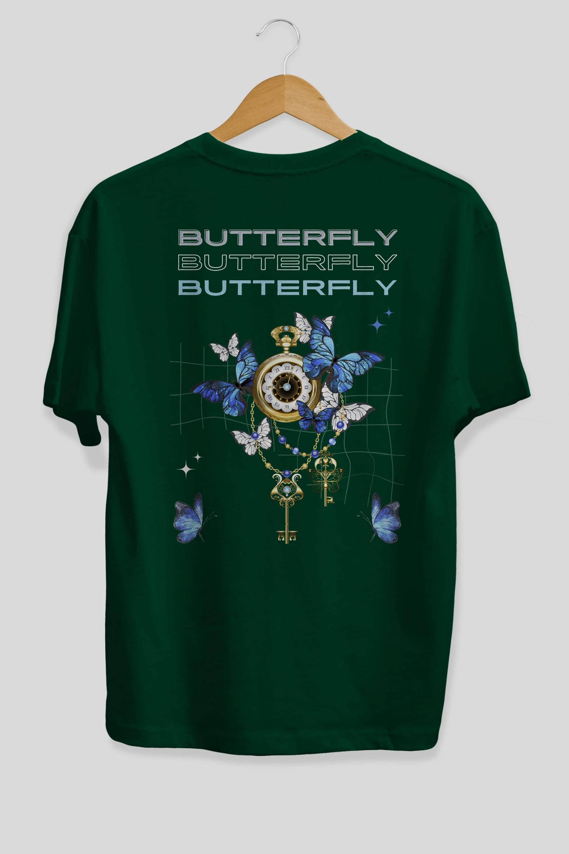 Butterfly Yazılı Arka Baskılı Oversize t-shirt Erkek Kadın Unisex