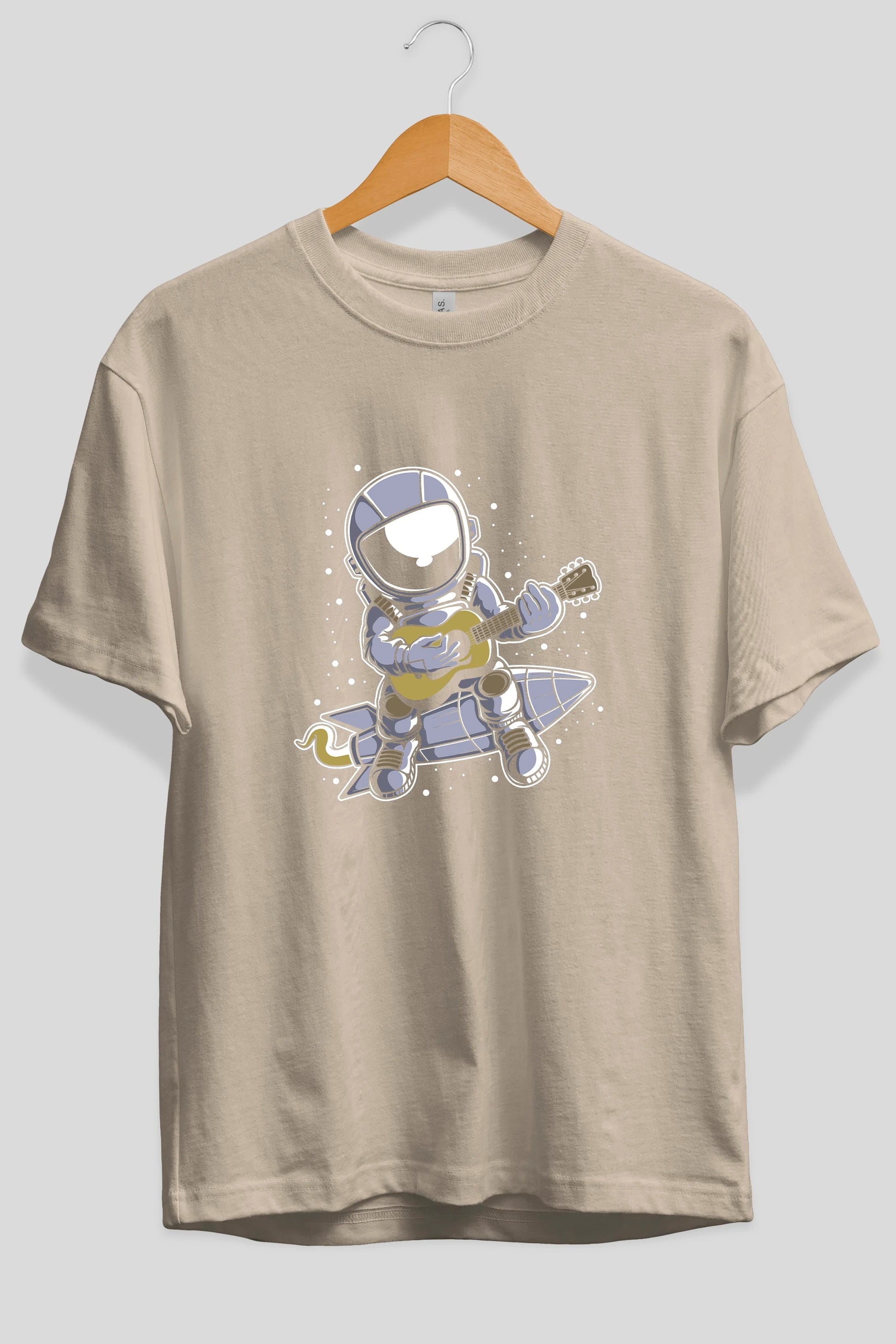 Astronaut Guitar (2) Ön Baskılı Oversize t-shirt Erkek Kadın Unisex
