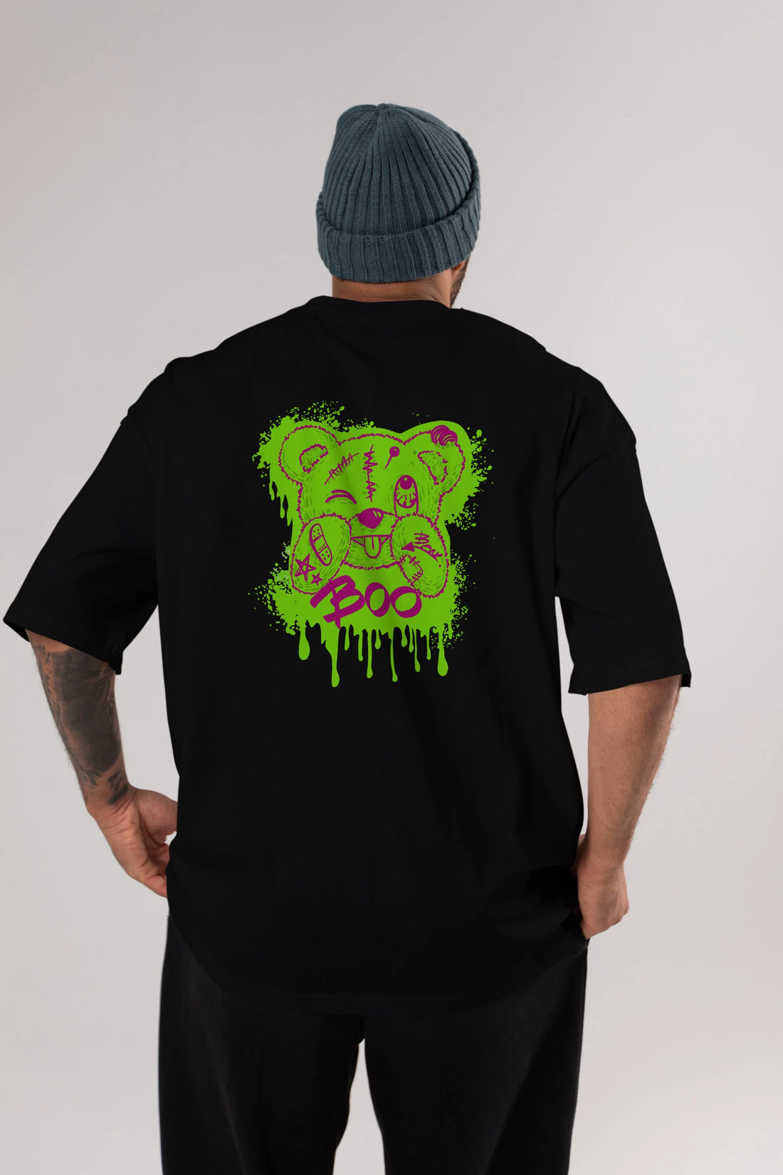 Boo  Bear Arka Baskılı Oversize t-shirt Erkek Kadın Unisex
