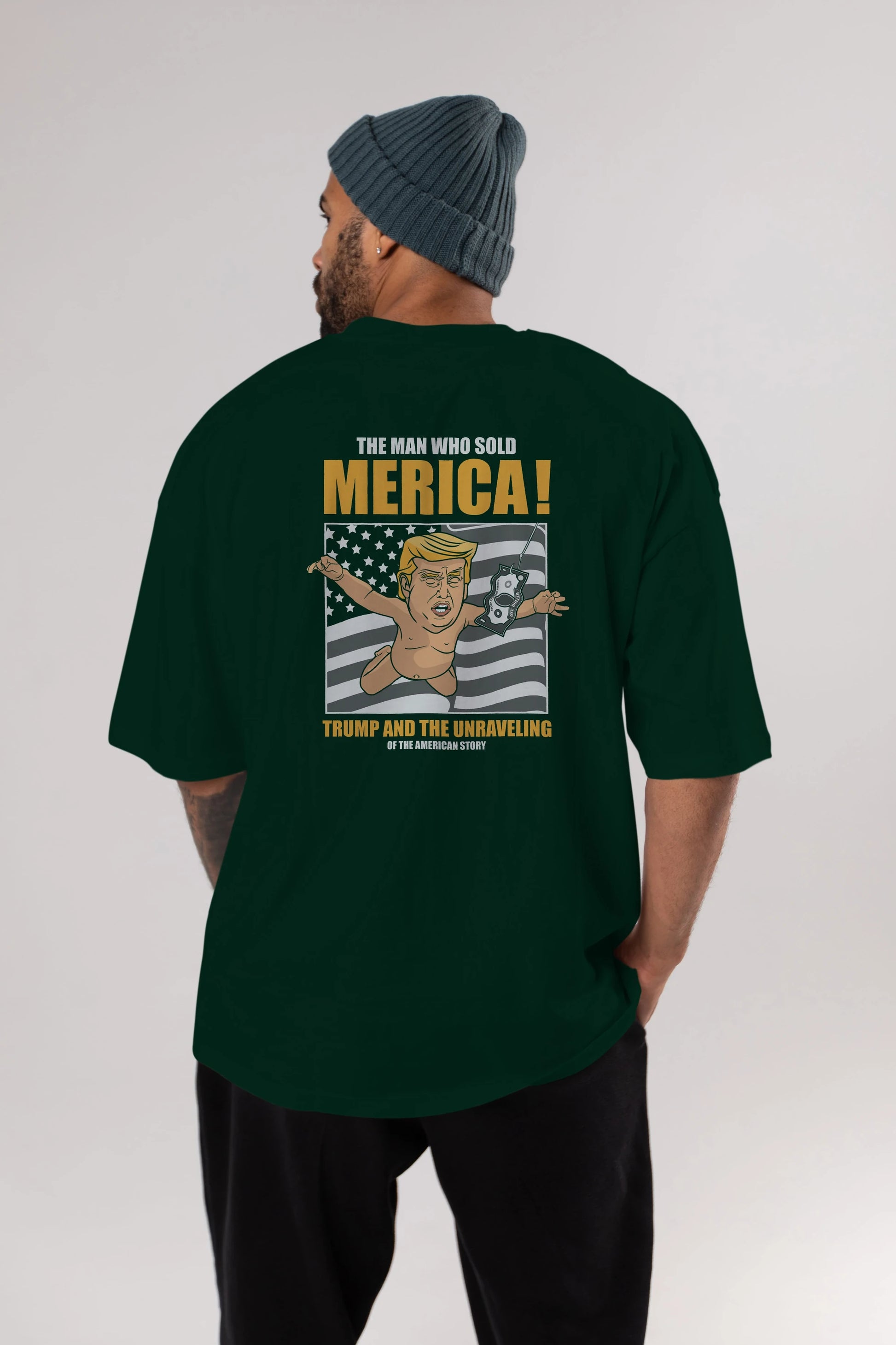 Trump Nirvana Arka Baskılı Oversize t-shirt Erkek Kadın Unisex %100 Pamuk tişort