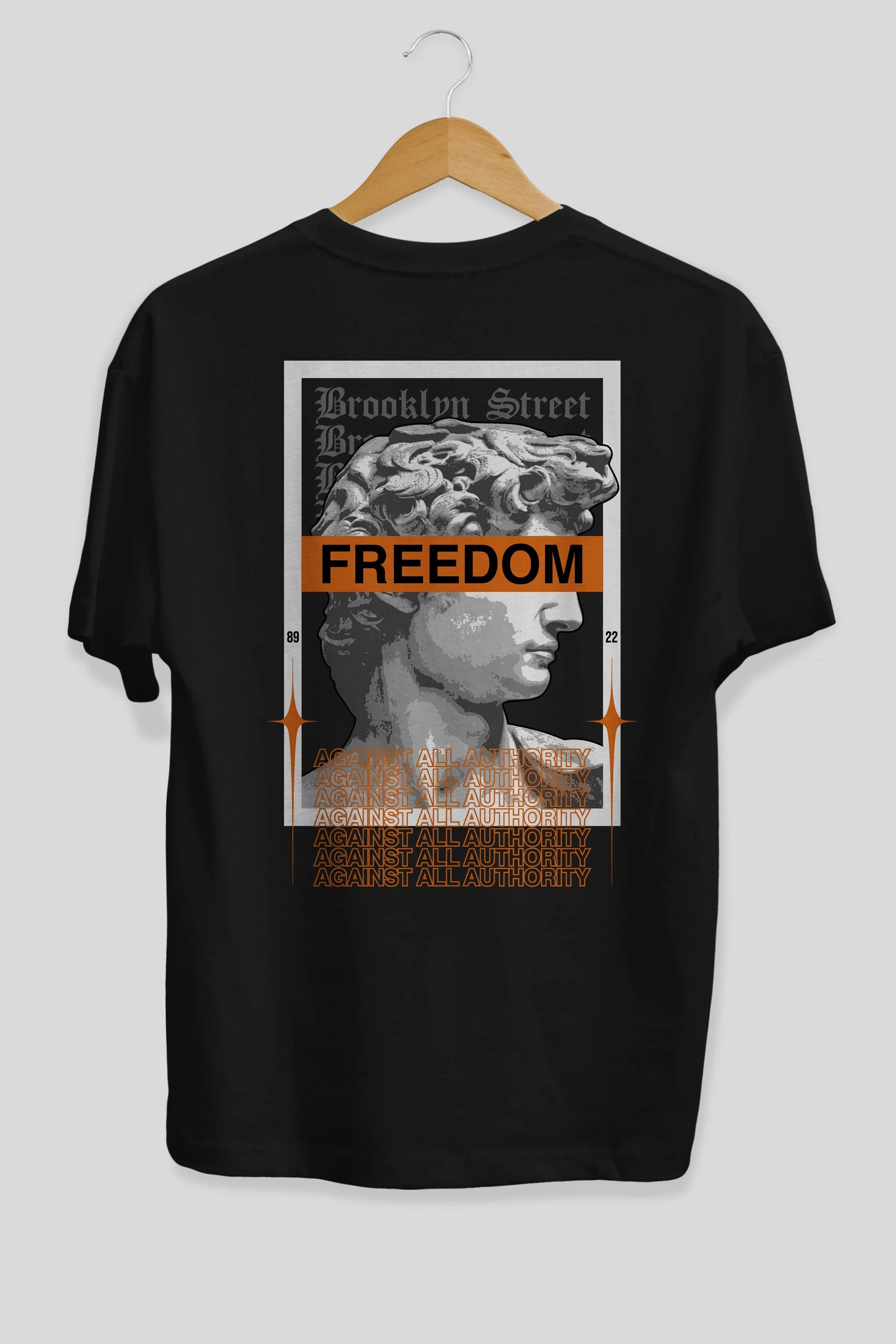 Brooklyn Street Arka Baskılı Oversize t-shirt Erkek Kadın Unisex