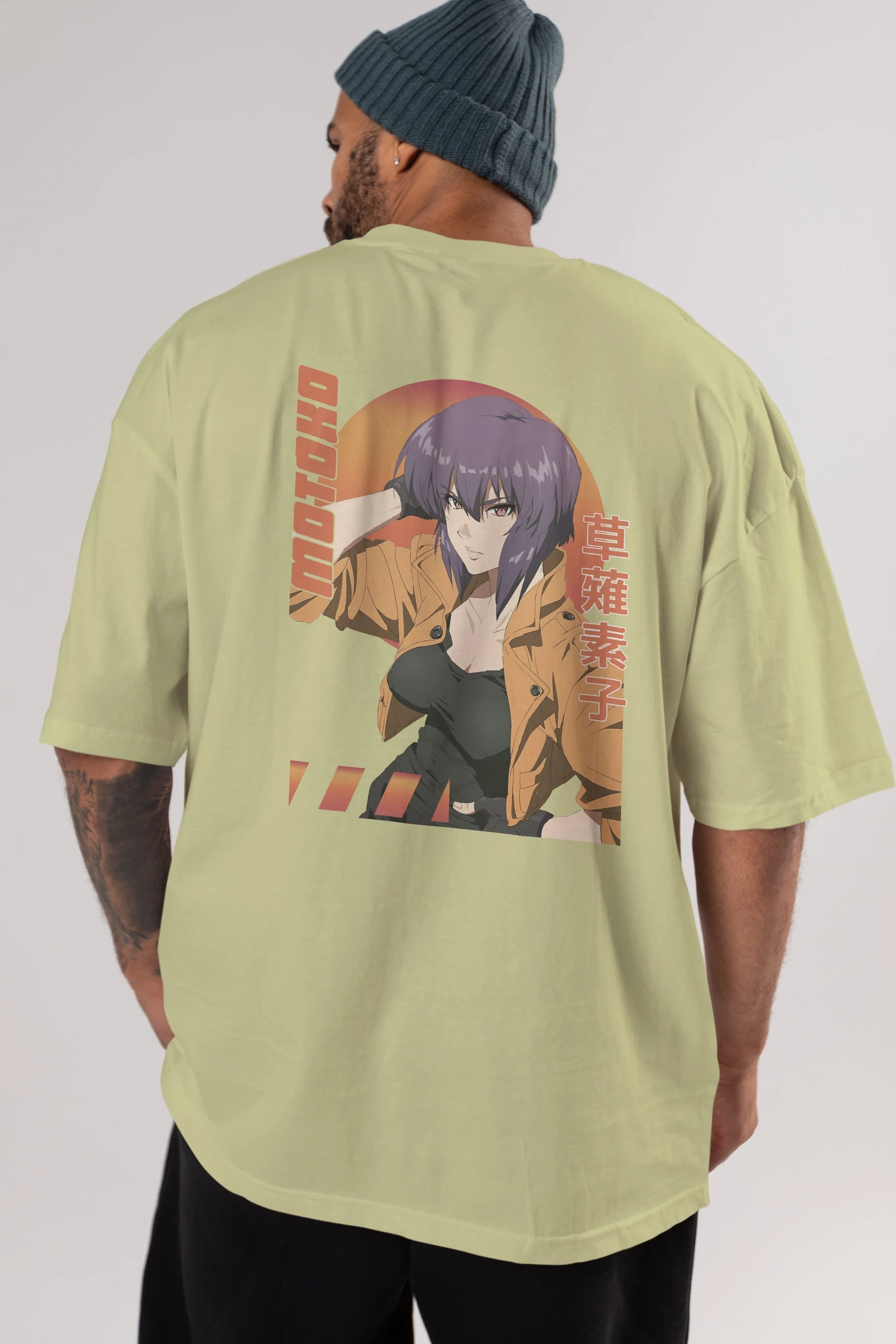 Motoko Kusanagi 9 Anime Arka Baskılı Oversize t-shirt Erkek Kadın Unisex