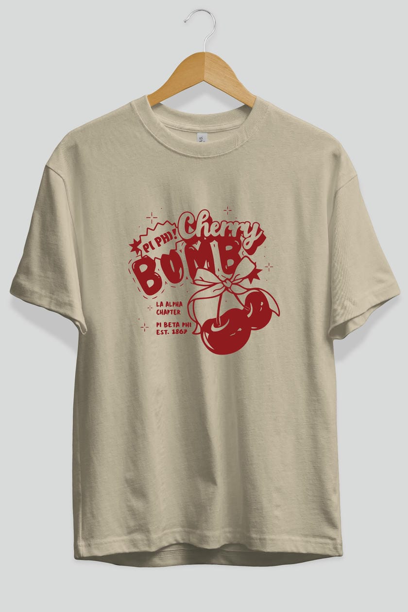 Cherry Bomb Cherries Ön Baskılı Oversize t-shirt Erkek Kadın Pamuk Bisiklet Yaka tişort