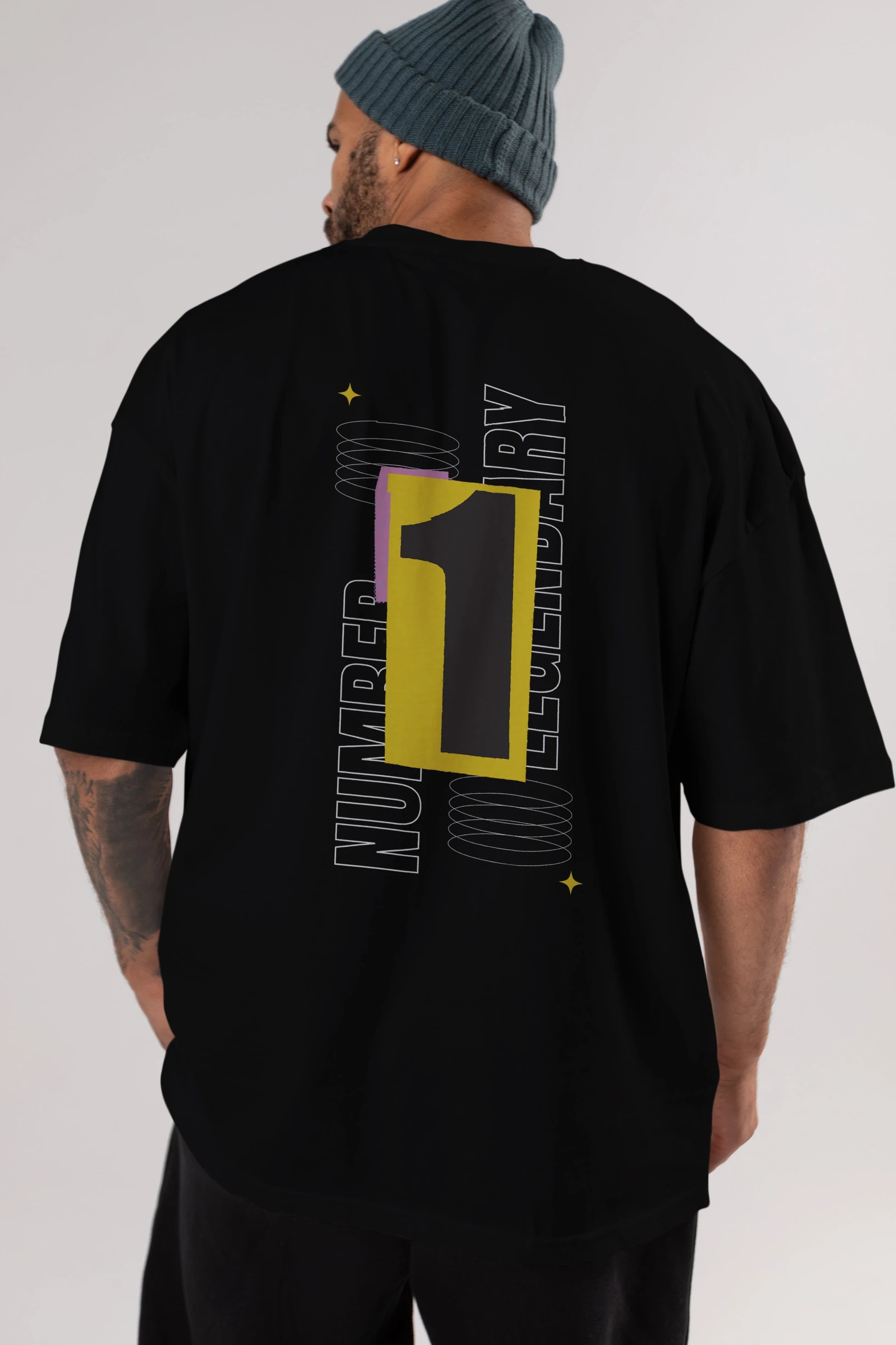 Number 1 Yazılı Arka Baskılı Oversize t-shirt Erkek Kadın Unisex