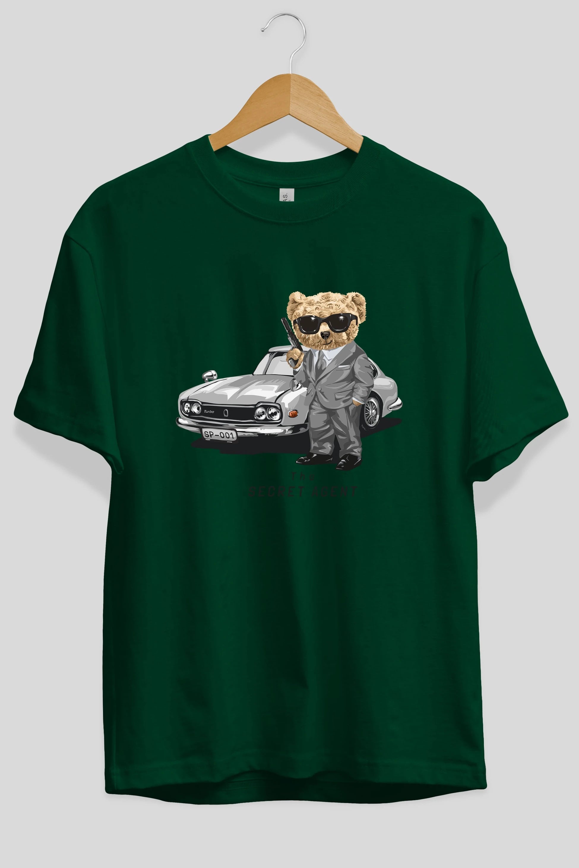 Teddy Bear The Secret Agent Ön Baskılı Oversize t-shirt Erkek Kadın Unisex %100 Pamuk