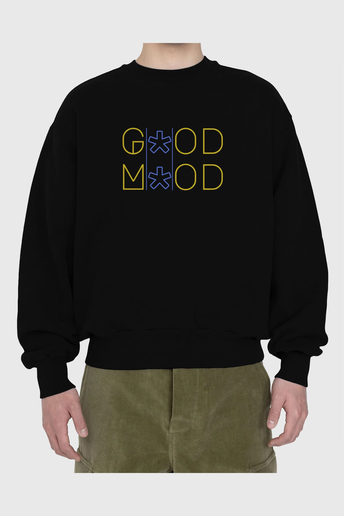 Good Mood Yazılı Ön Baskılı Oversize Sweatshirt Erkek Kadın Unisex