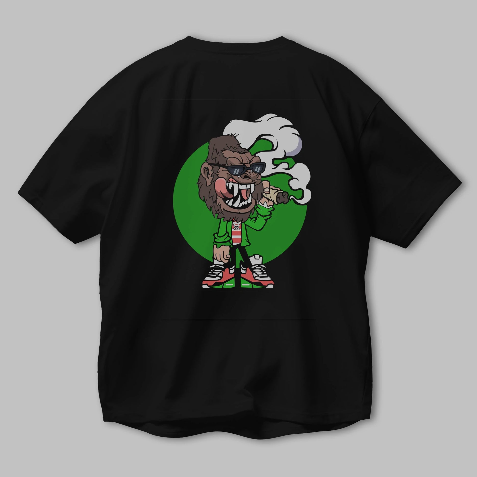 Gorilla Smoker Arka Baskılı Oversize t-shirt Erkek Kadın Unisex %100 Pamuk tişort