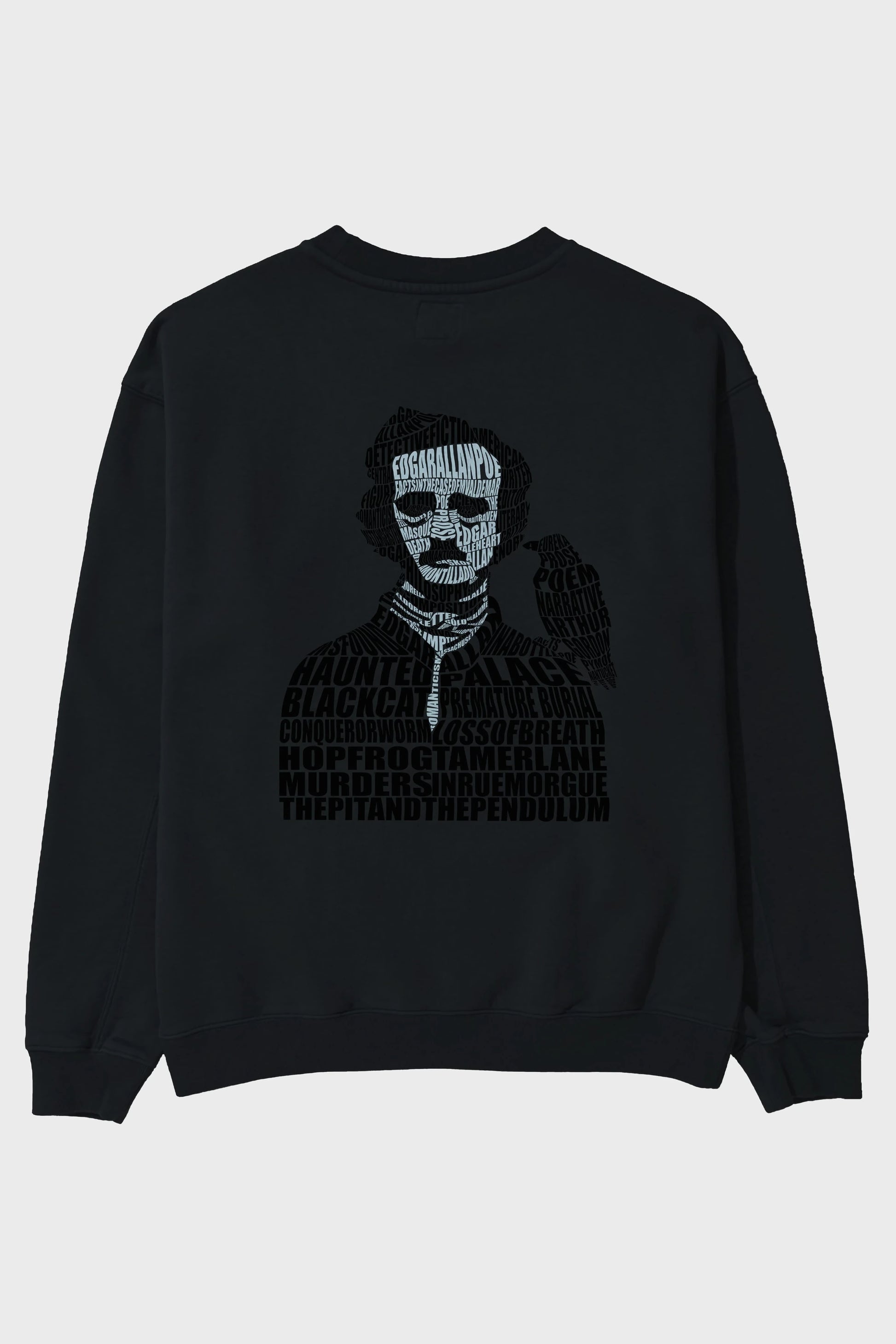 Edgar Alan Poe Calligram Arka Baskılı Oversize Sweatshirt Erkek Kadın Unisex