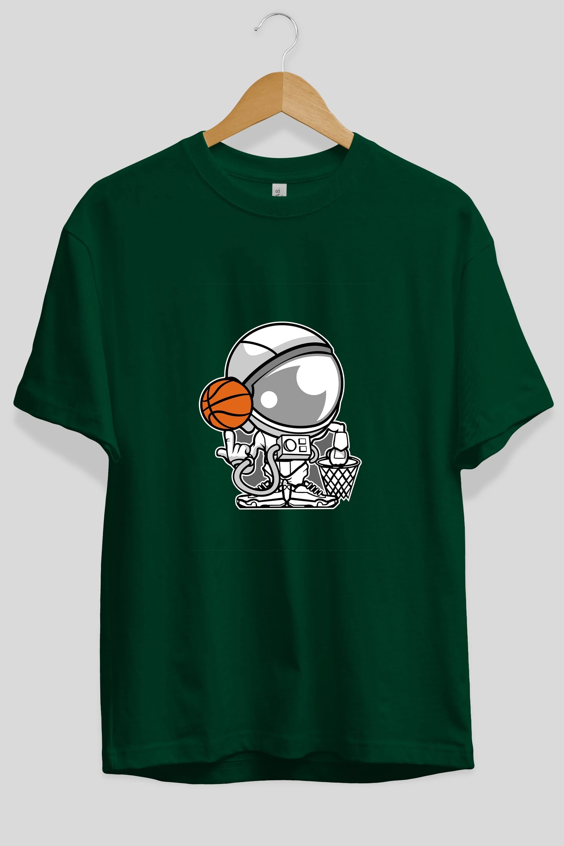 Astronaut Basketball Ön Baskılı Oversize t-shirt Erkek Kadın Unisex %100 Pamuk tişort