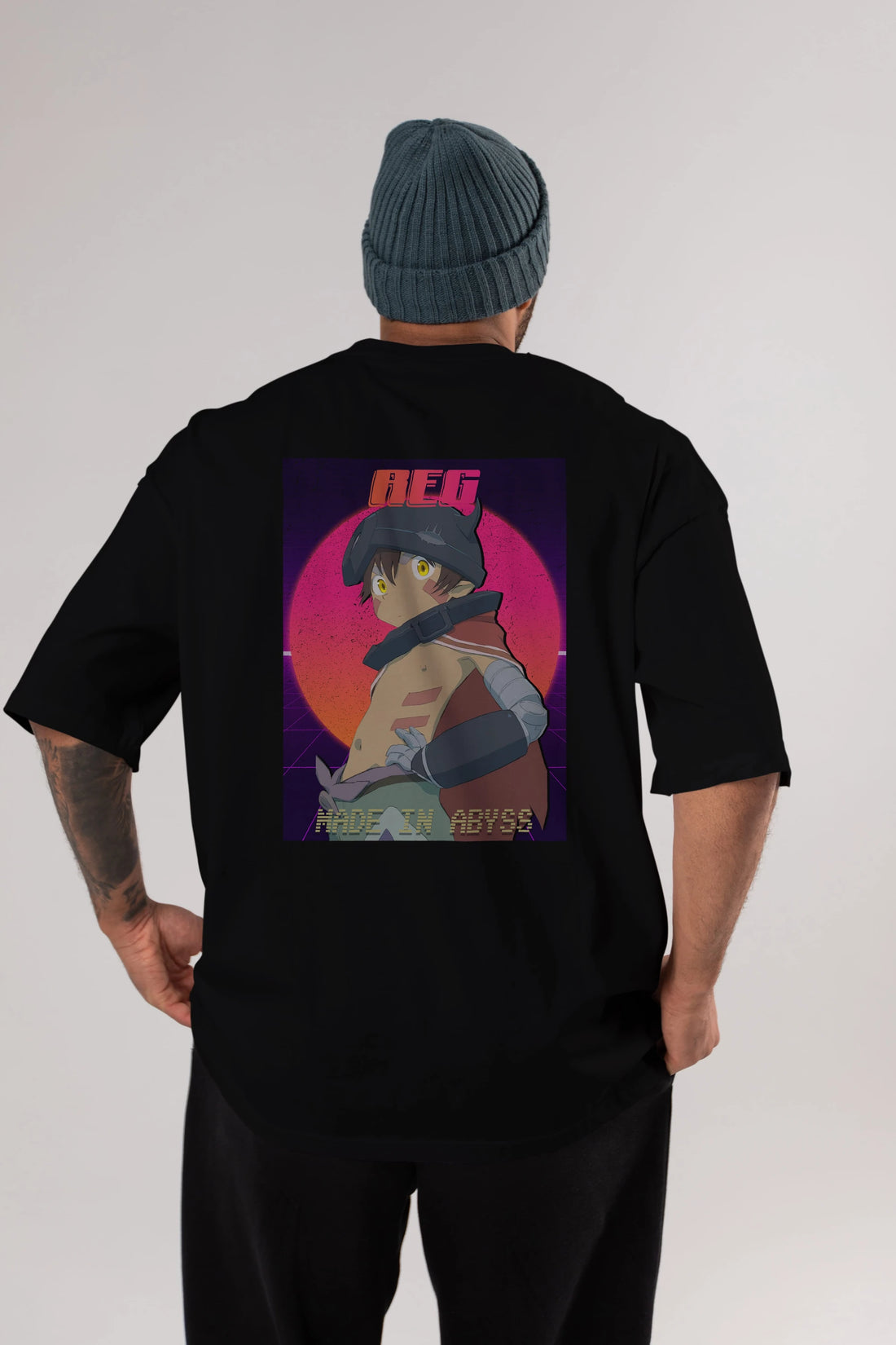 Reg 7 Anime Arka Baskılı Oversize t-shirt Erkek Kadın Unisex