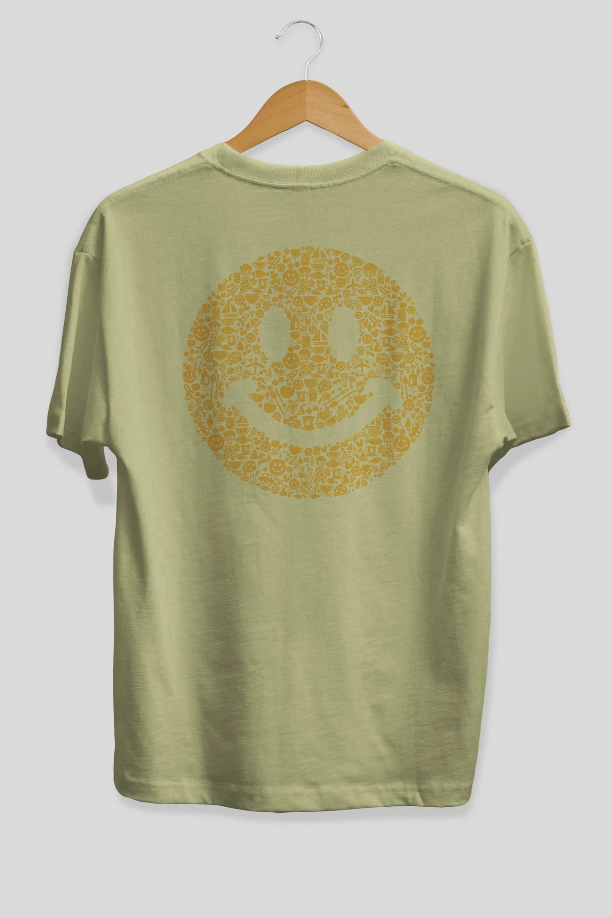 Smiley Arka Baskılı Oversize t-shirt %100 pamuk Erkek Kadın Unisex