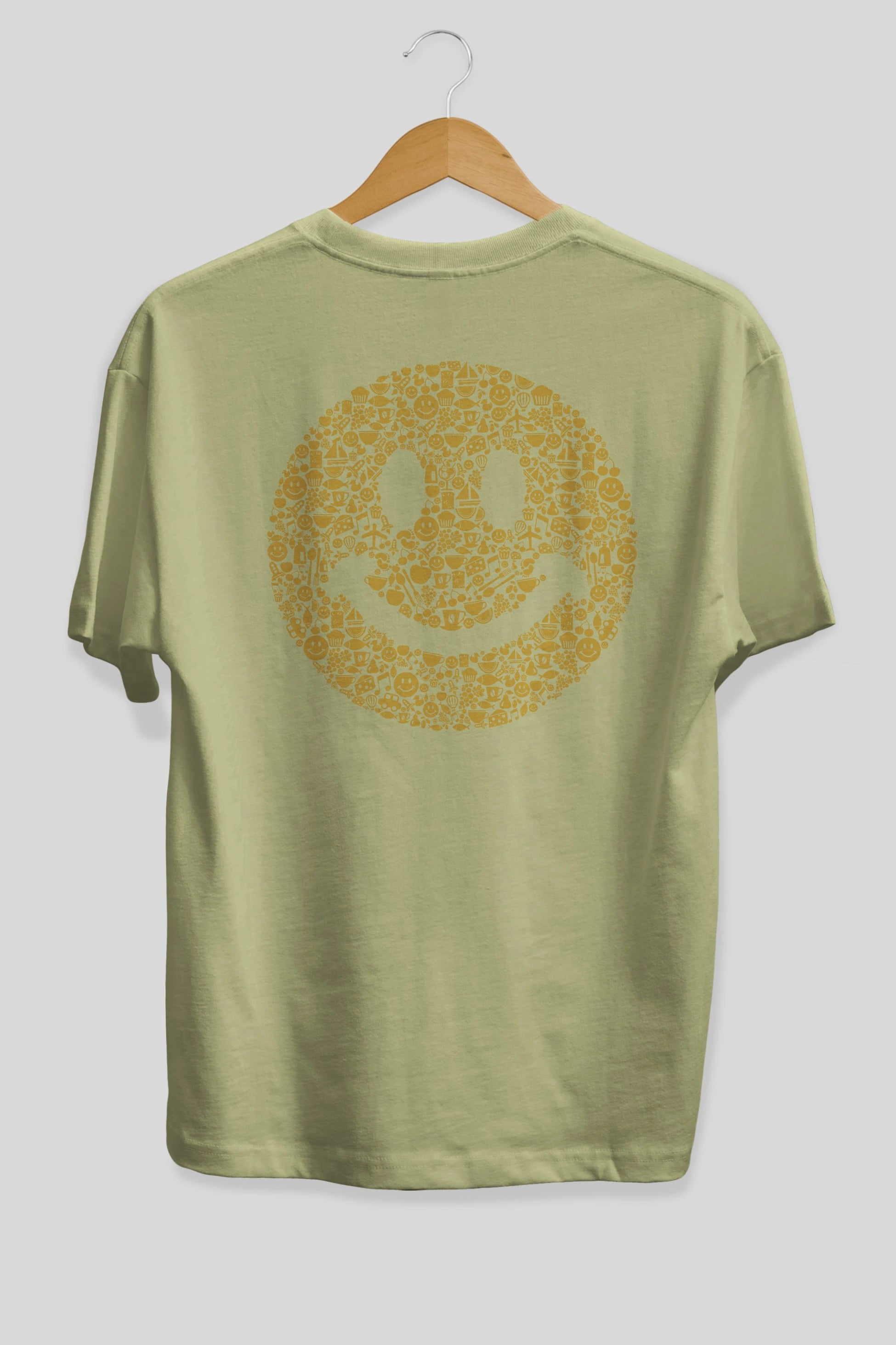 Smiley Arka Baskılı Oversize t-shirt %100 pamuk Erkek Kadın Unisex