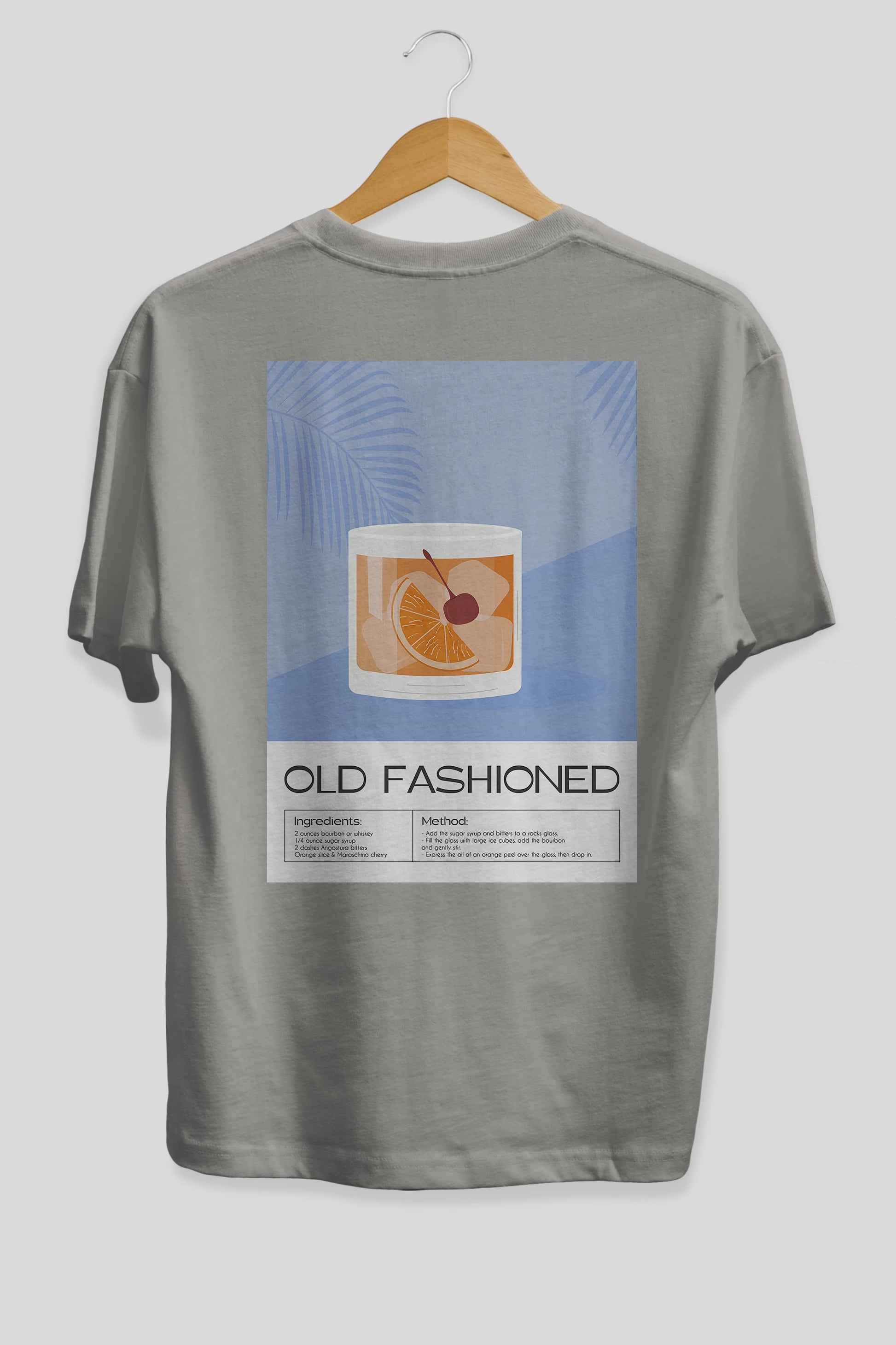 Old Fashioned 3 Arka Baskılı Oversize t-shirt Erkek Kadın Unisex %100 Pamuk Bisiklet Yaka tişort
