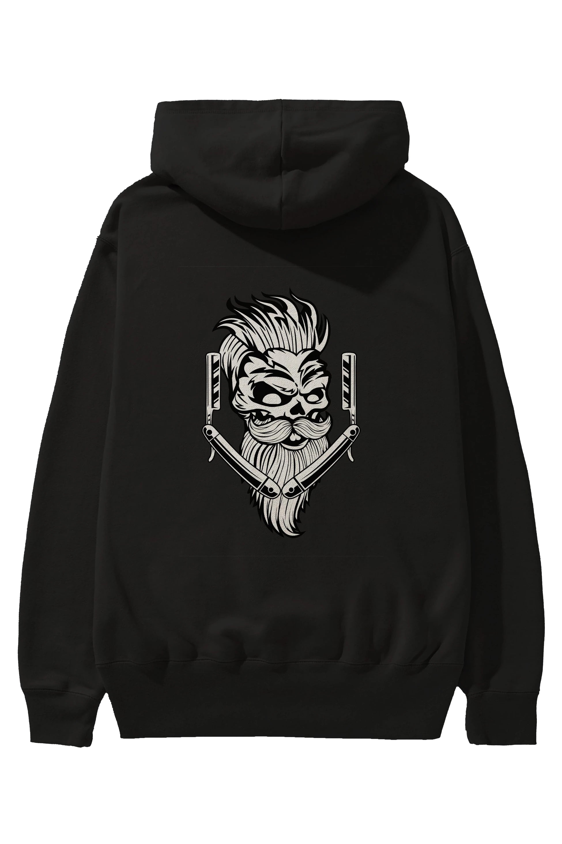 Skull Beard Arka Baskılı Hoodie Oversize Kapüşonlu Sweatshirt Erkek Kadın Unisex