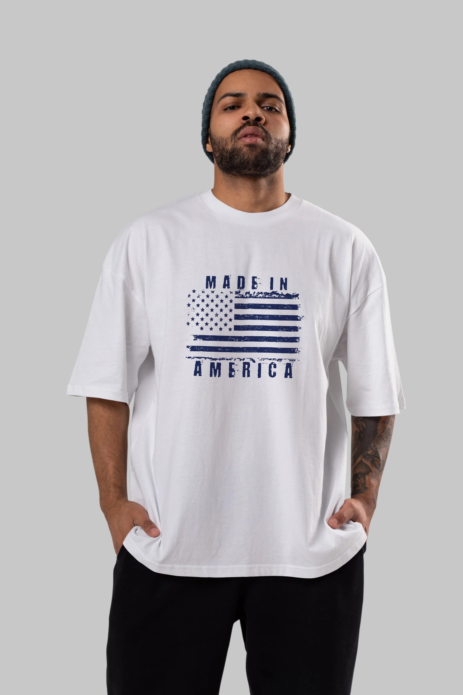 Made in America Ön Baskılı Oversize t-shirt Erkek Kadın Unisex