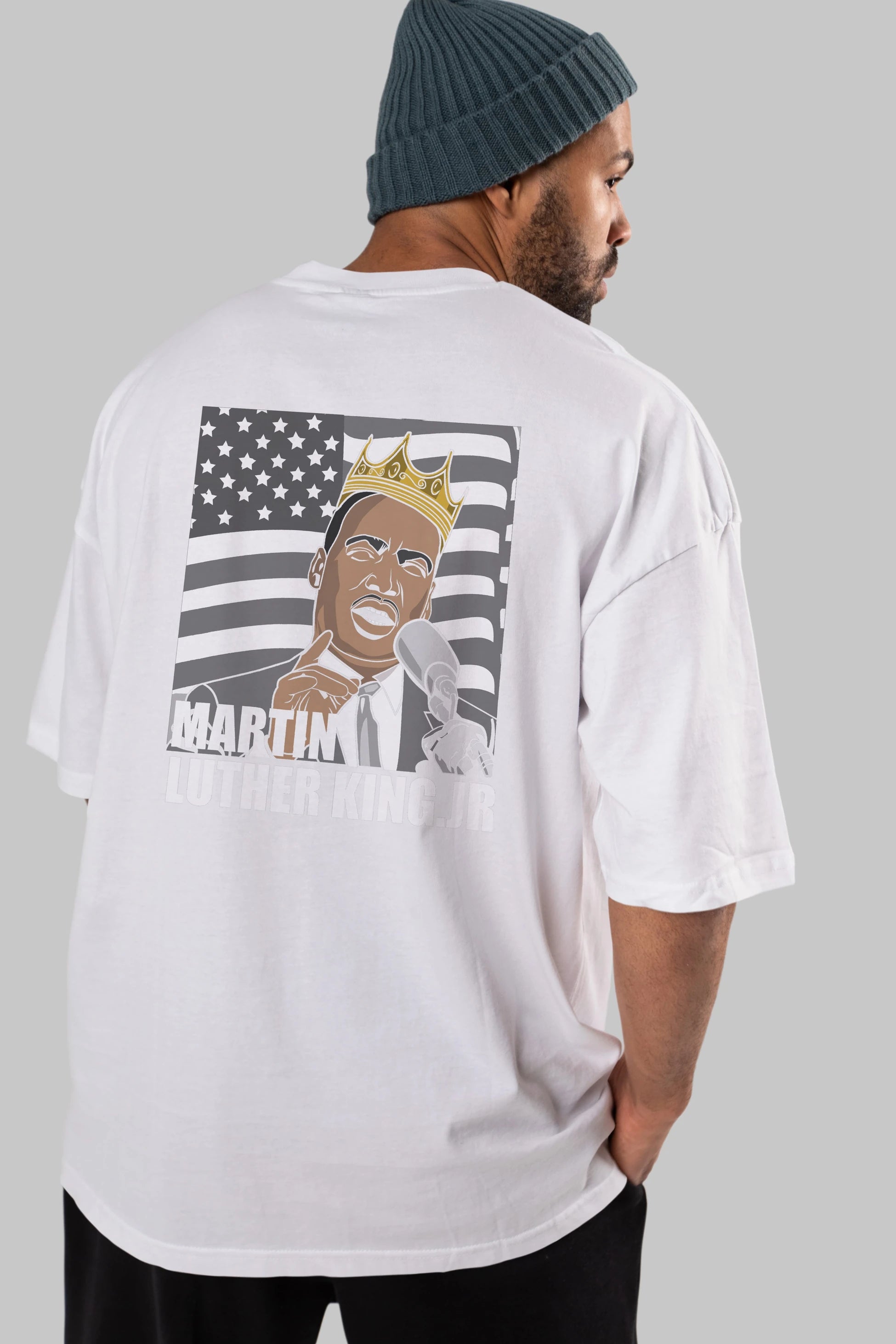 Luther King Arka Baskılı Oversize t-shirt Erkek Kadın Unisex %100 Pamuk tişort