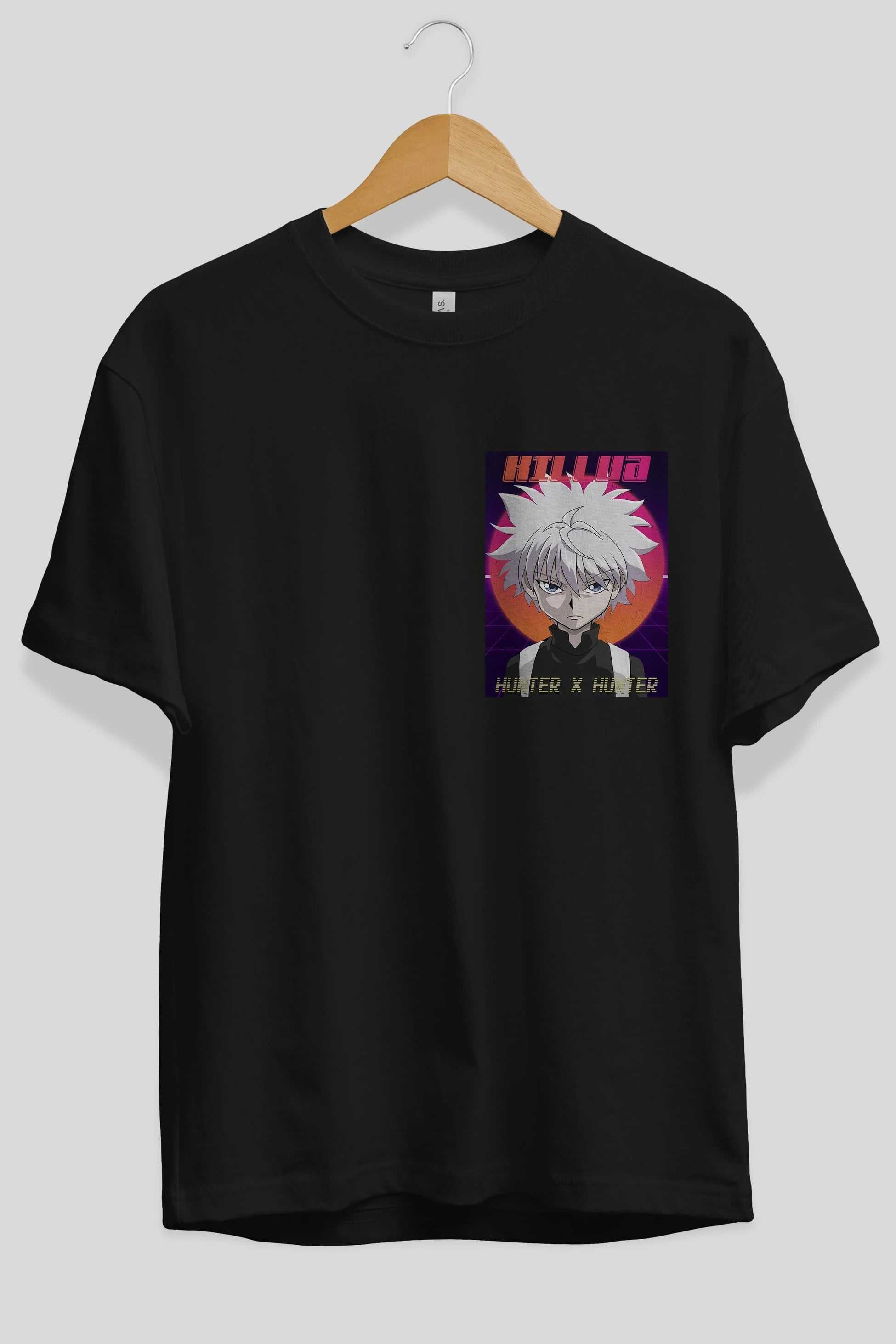 Killua Zoldyck 12 1 Ön Sol Baskılı Oversize t-shirt Erkek Kadın Unisex %100 Pamuk Bisiklet Yaka tişort