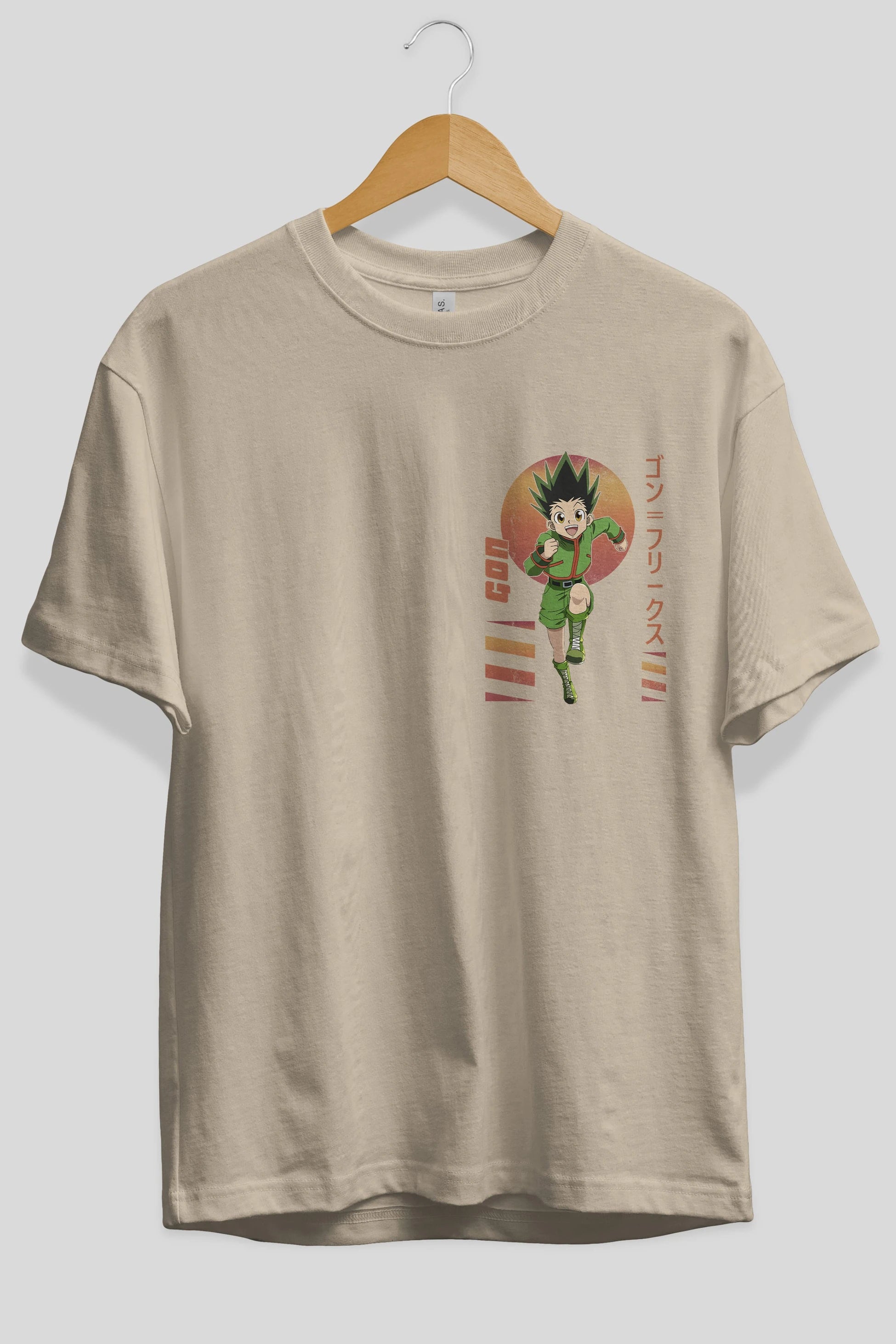 Gon Freecss HUNTER X HUNTER 2 Ön Sol Baskılı Oversize t-shirt Erkek Kadın Unisex %100 Pamuk Bisiklet Yaka tişort