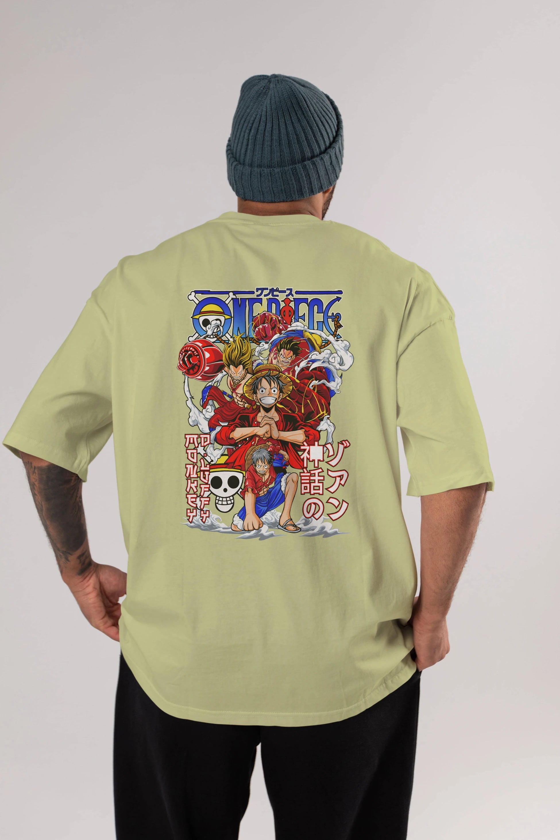 MONKEY D. LUFF-ONE PIECE 2 Anime Arka Baskılı Oversize t-shirt Erkek Kadın Unisex