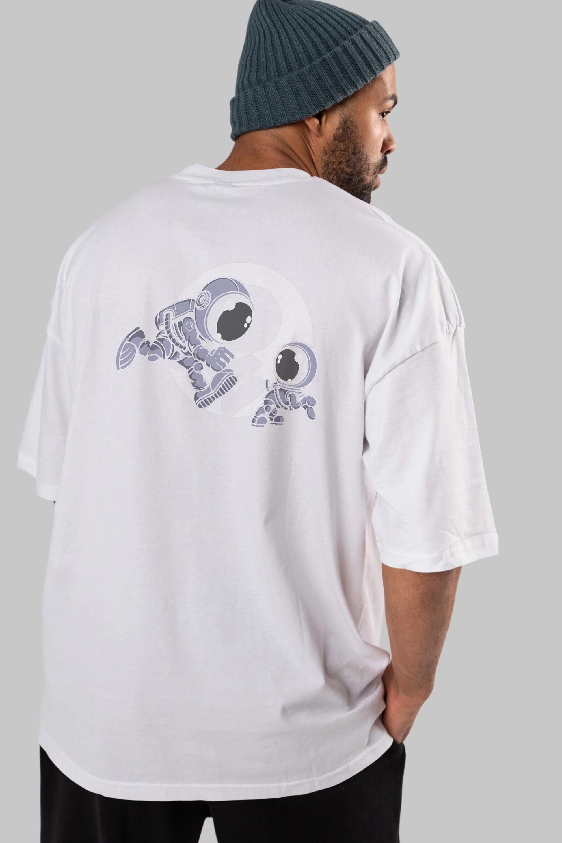 Astronaut And Little Dog Arka Baskılı Oversize t-shirt Erkek Kadın Unisex