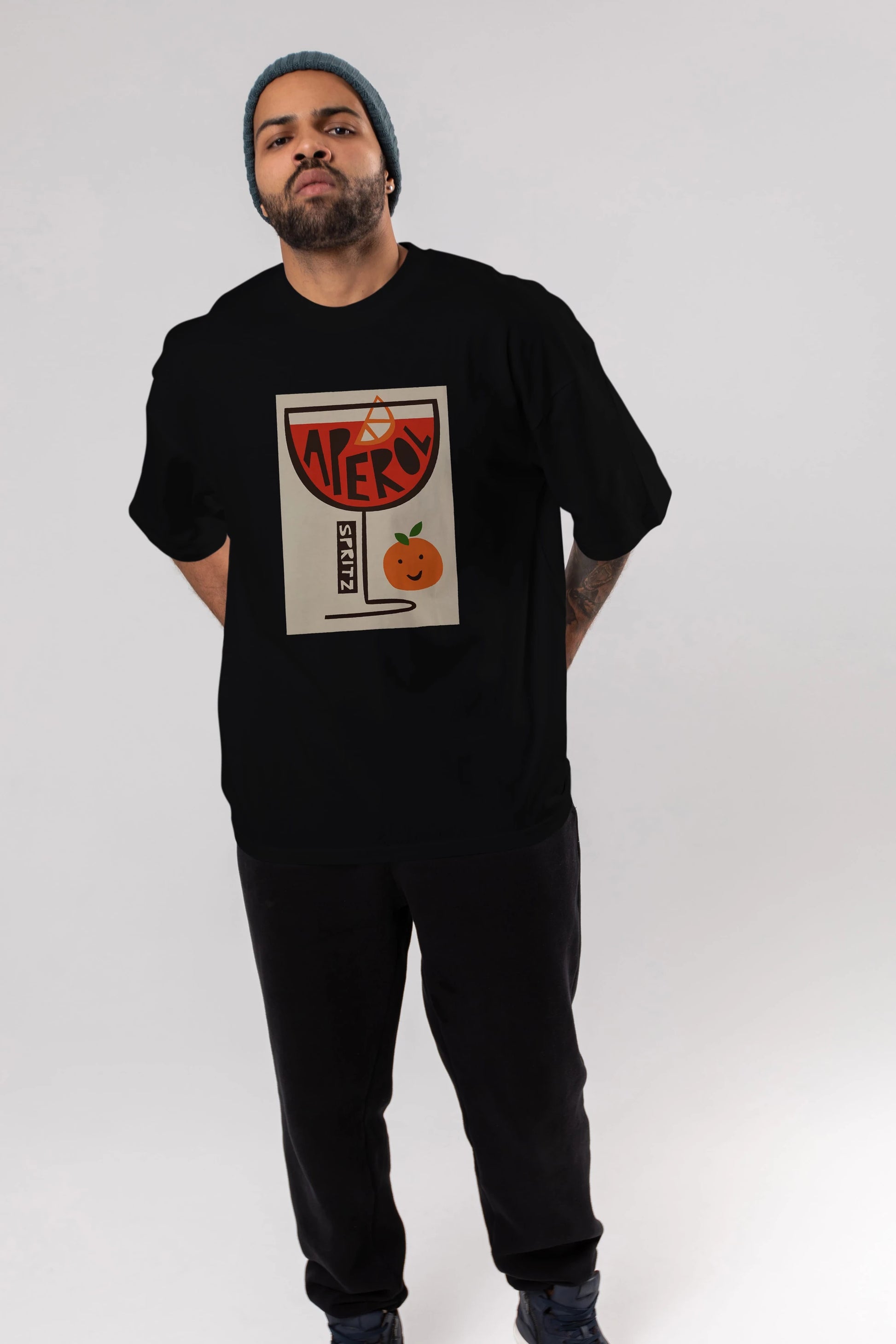 Aperol Spritz 9 Ön Baskılı Oversize t-shirt Erkek Kadın Unisex %100 Pamuk Bisiklet Yaka tişort