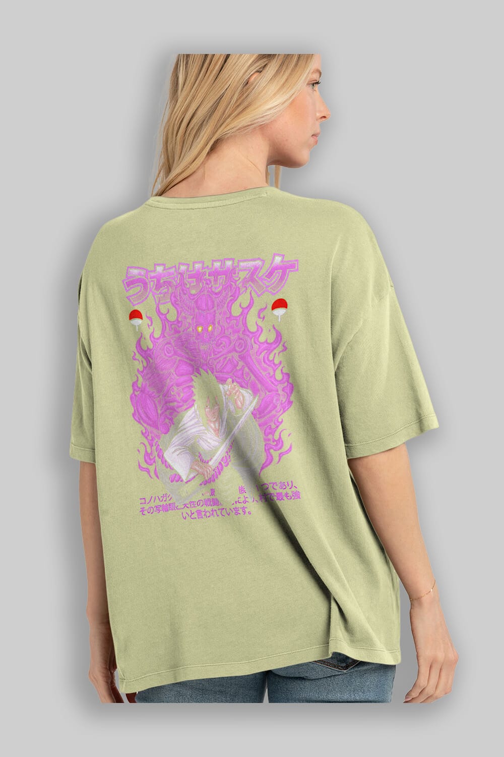 SASUKE UCHIHA NARUTO Anime Arka Baskılı Oversize t-shirt Erkek Kadın Unisex