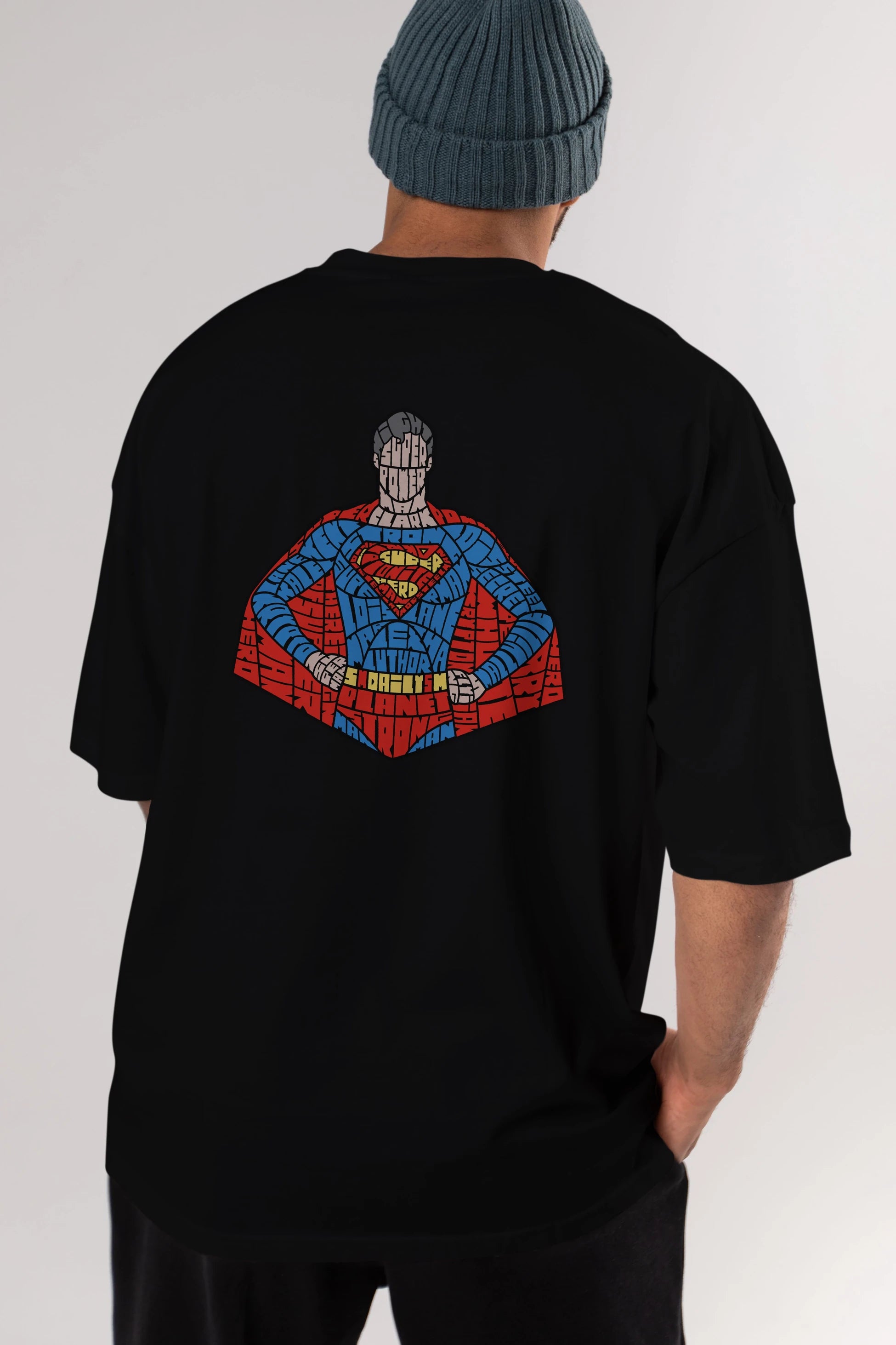 Kryptonian Arka Baskılı Oversize t-shirt %100 pamuk Erkek Kadın Unisex