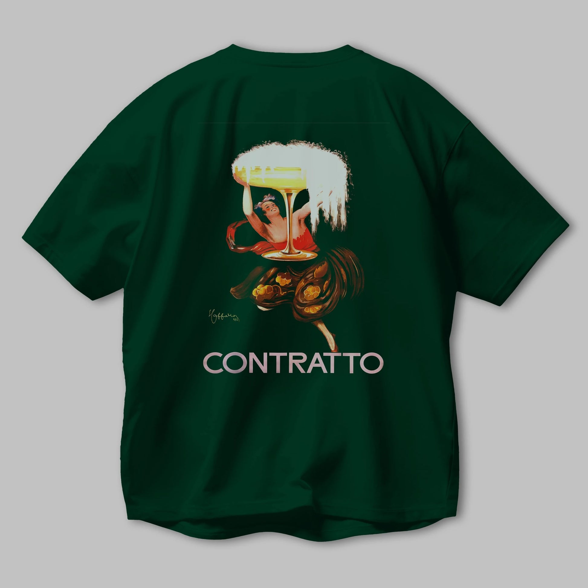 Contratto Arka Baskılı Oversize t-shirt Erkek Kadın Unisex %100 Pamuk Bisiklet Yaka tişort