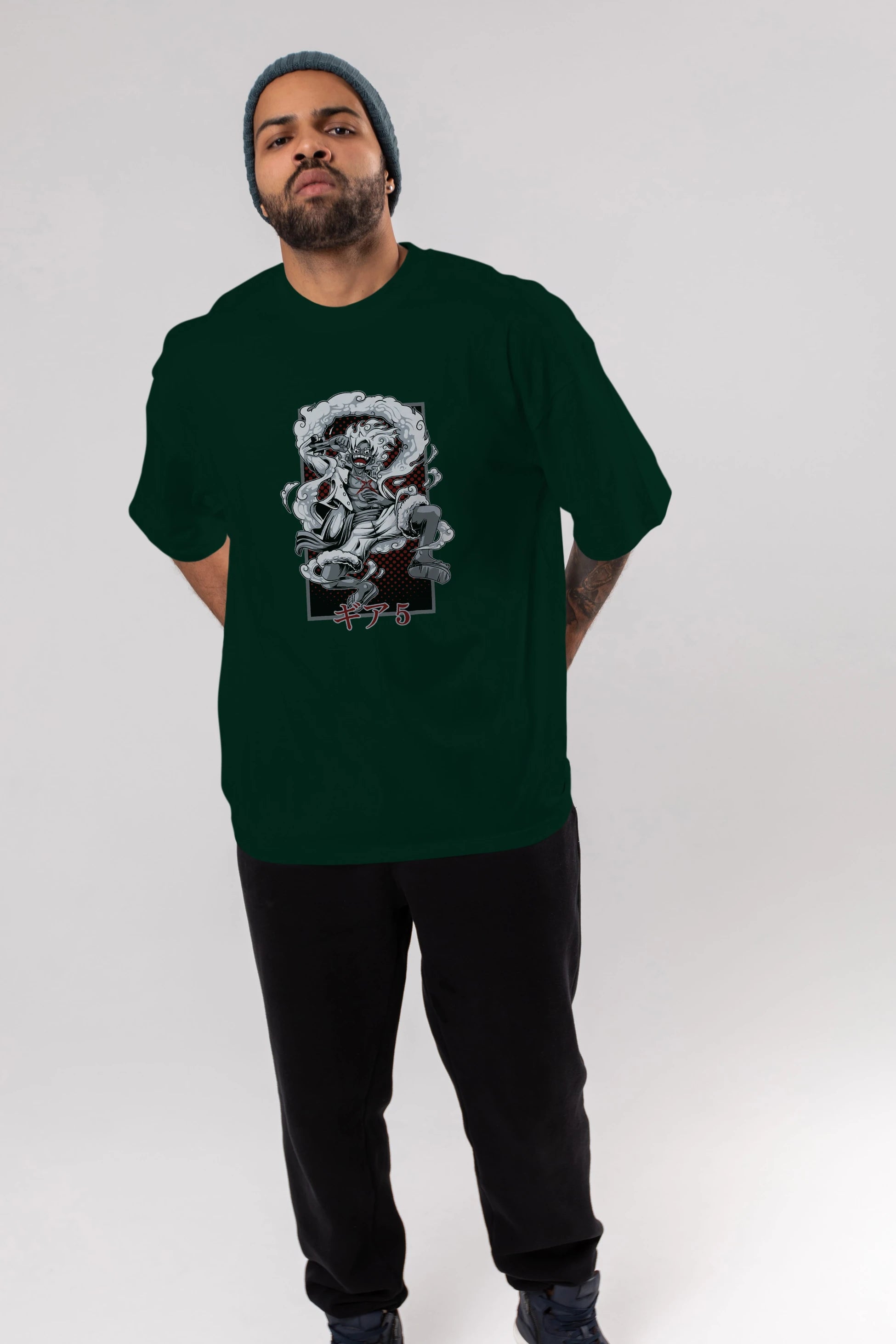 LUFFY GEAR 5 Anime Ön Baskılı Oversize t-shirt %100 pamuk Erkek Kadın Unisex