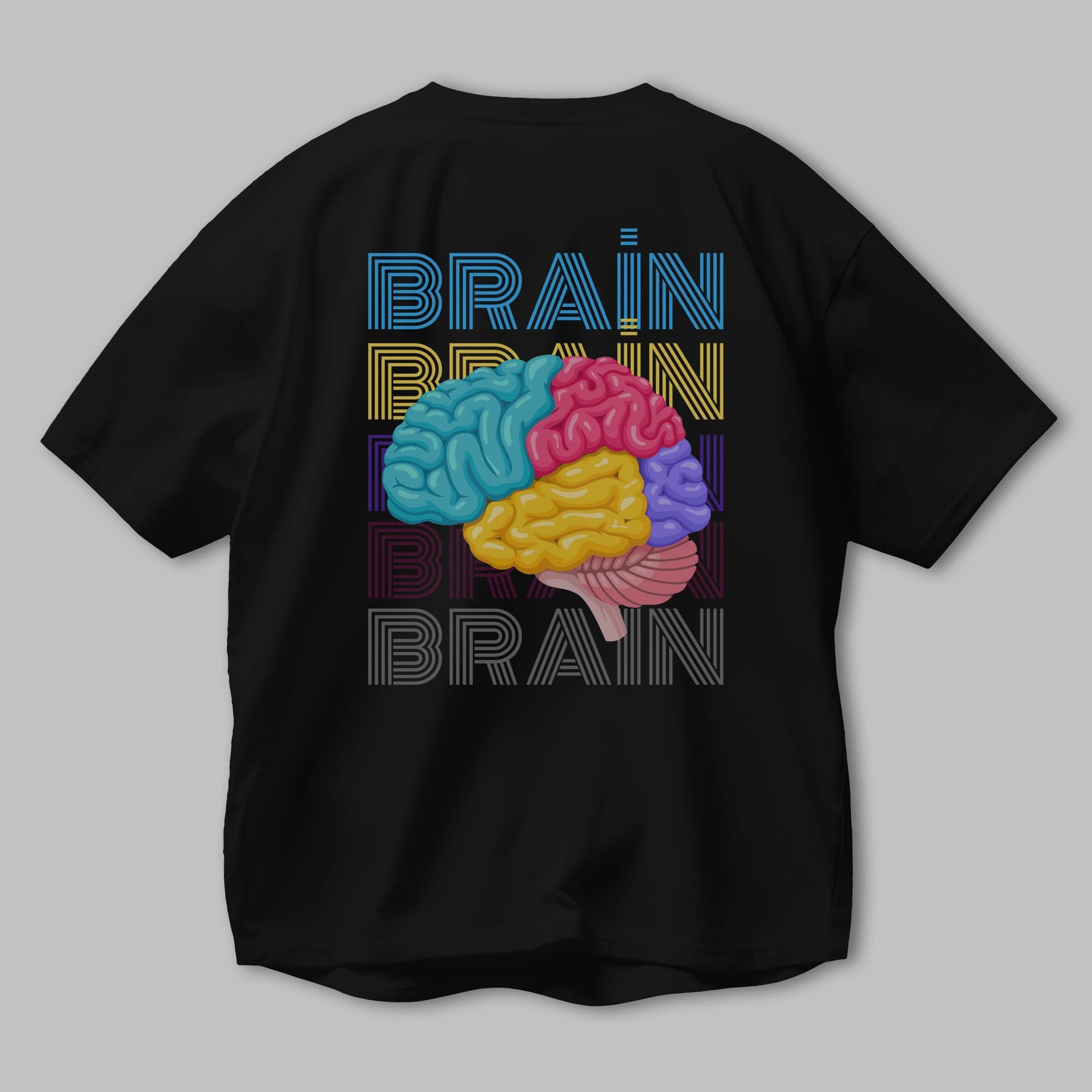 Brain Yazılı Arka Baskılı Oversize t-shirt Erkek Kadın Unisex