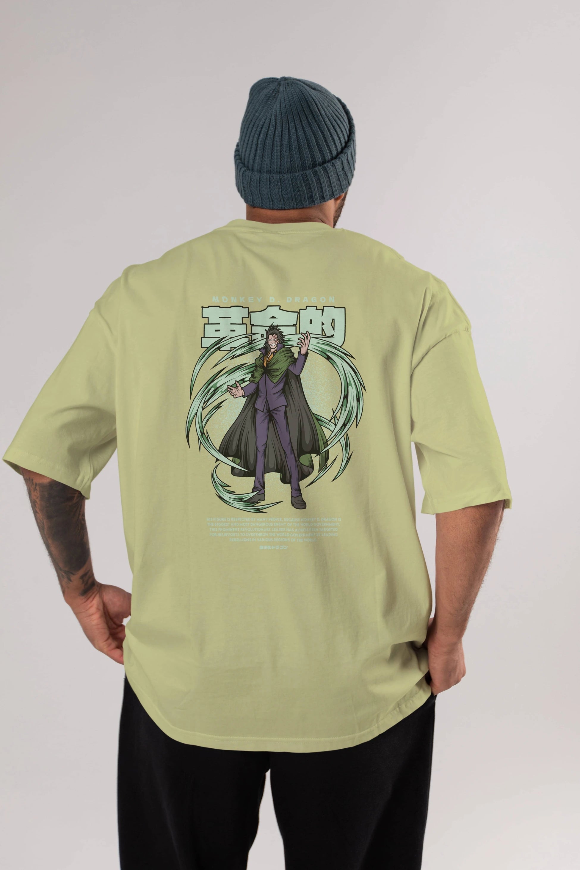 Monkey D. Dragon Anime Arka Baskılı Oversize t-shirt Erkek Kadın Unisex