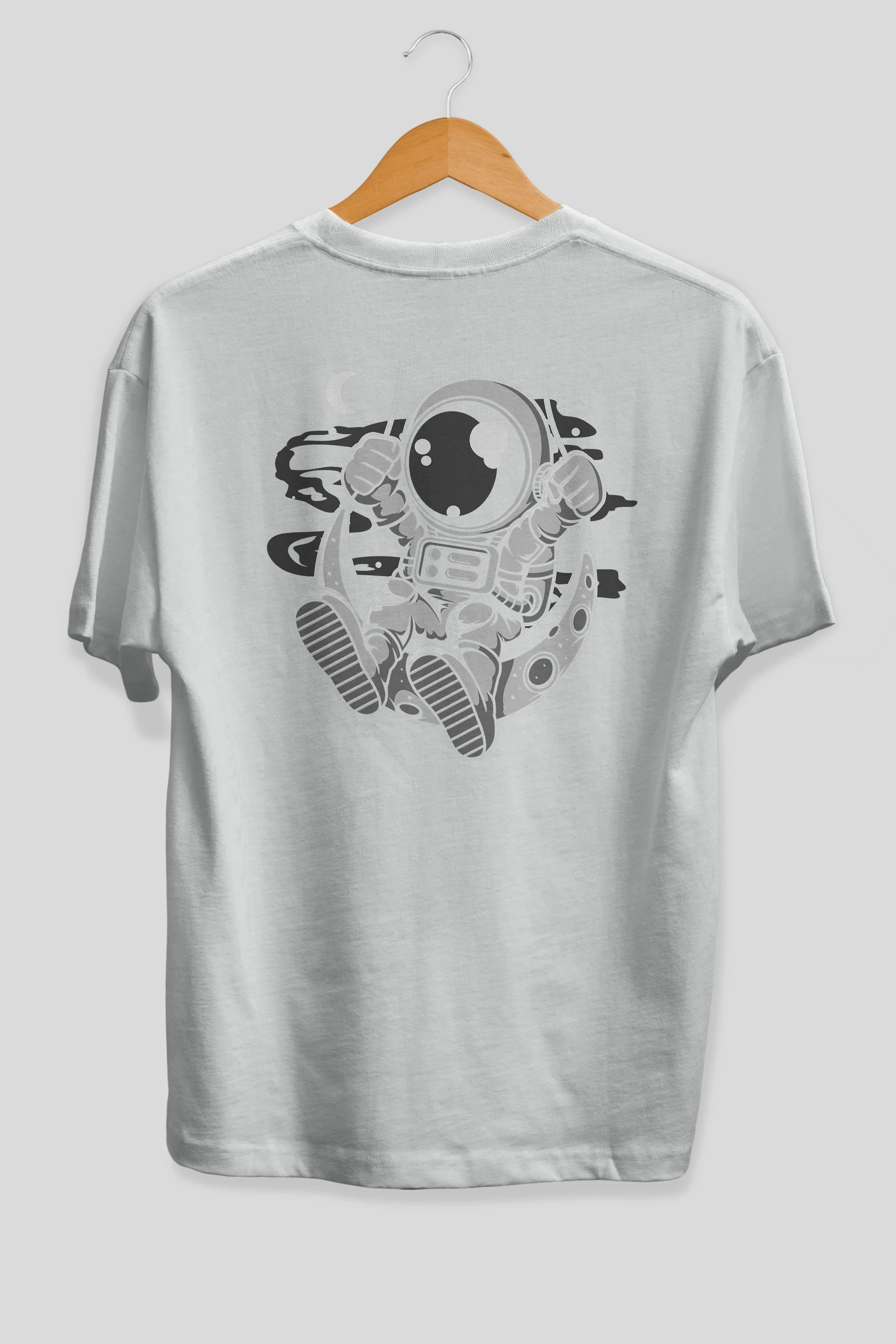 Astronaut Moon Swinger Arka Baskılı Oversize t-shirt Erkek Kadın Unisex