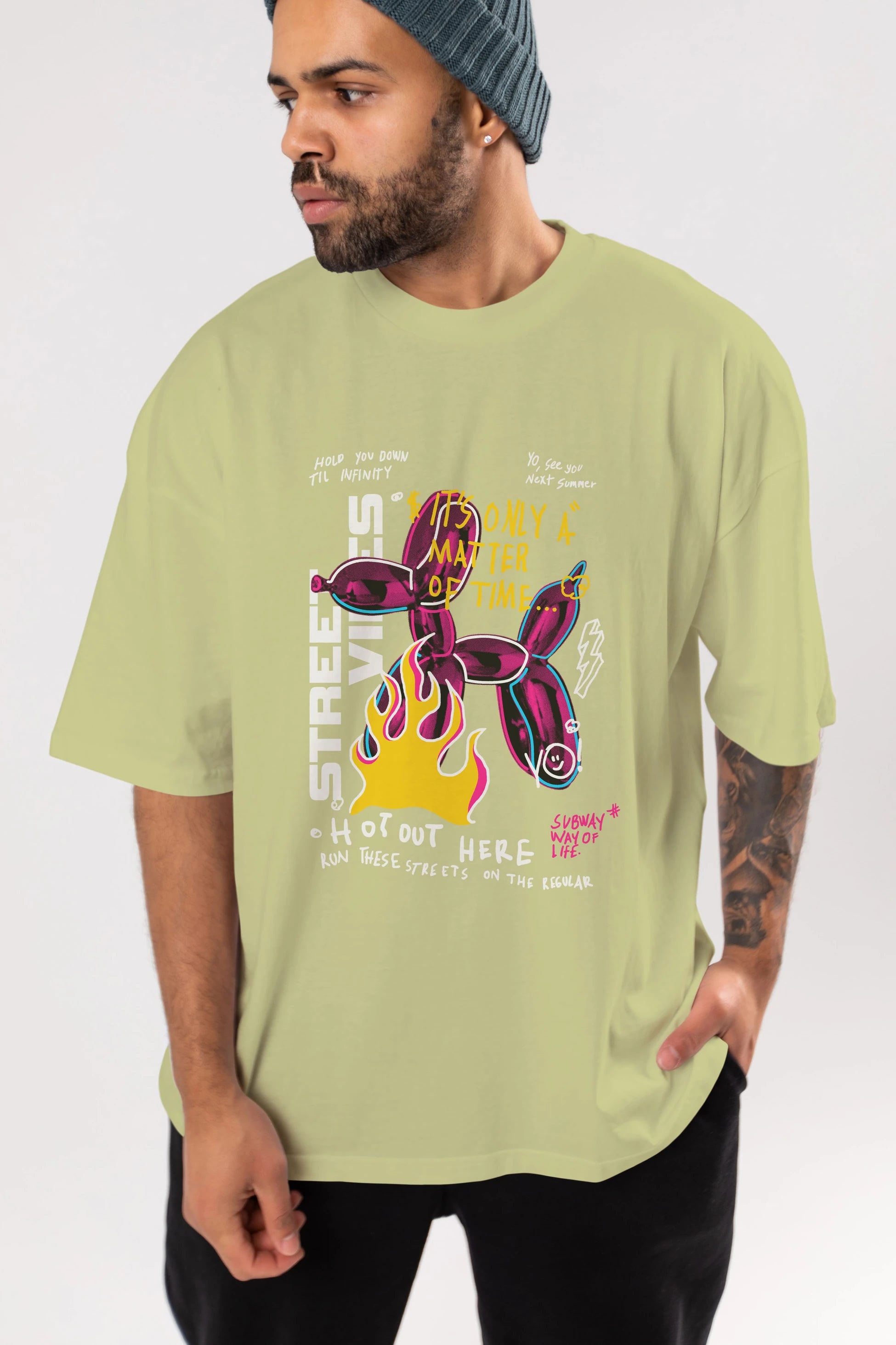 Street Vibes Ön Baskılı Oversize t-shirt Erkek Kadın Unisex