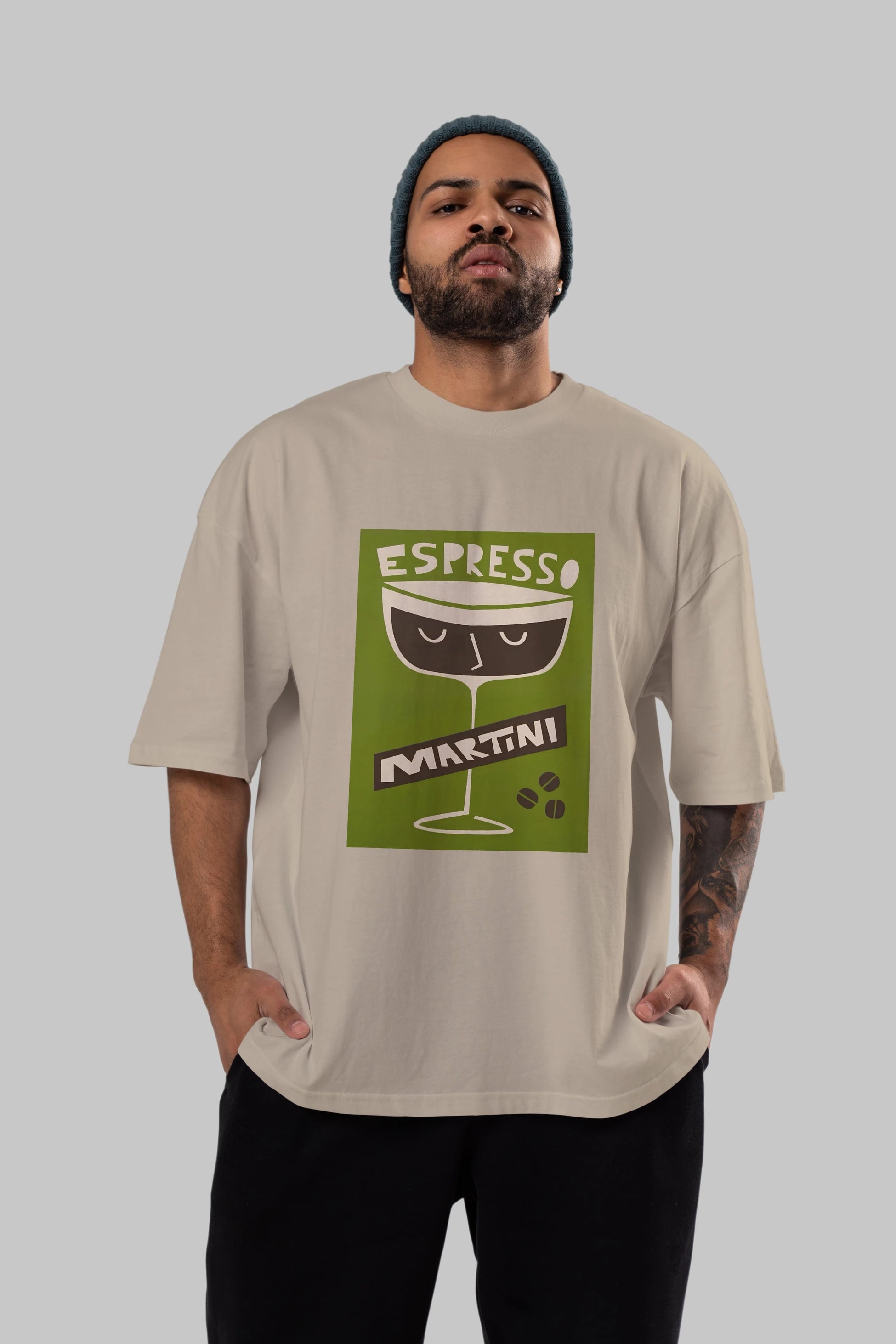 Espresso Martini 2 Ön Baskılı Oversize t-shirt Erkek Kadın Unisex %100 Pamuk Bisiklet Yaka tişort