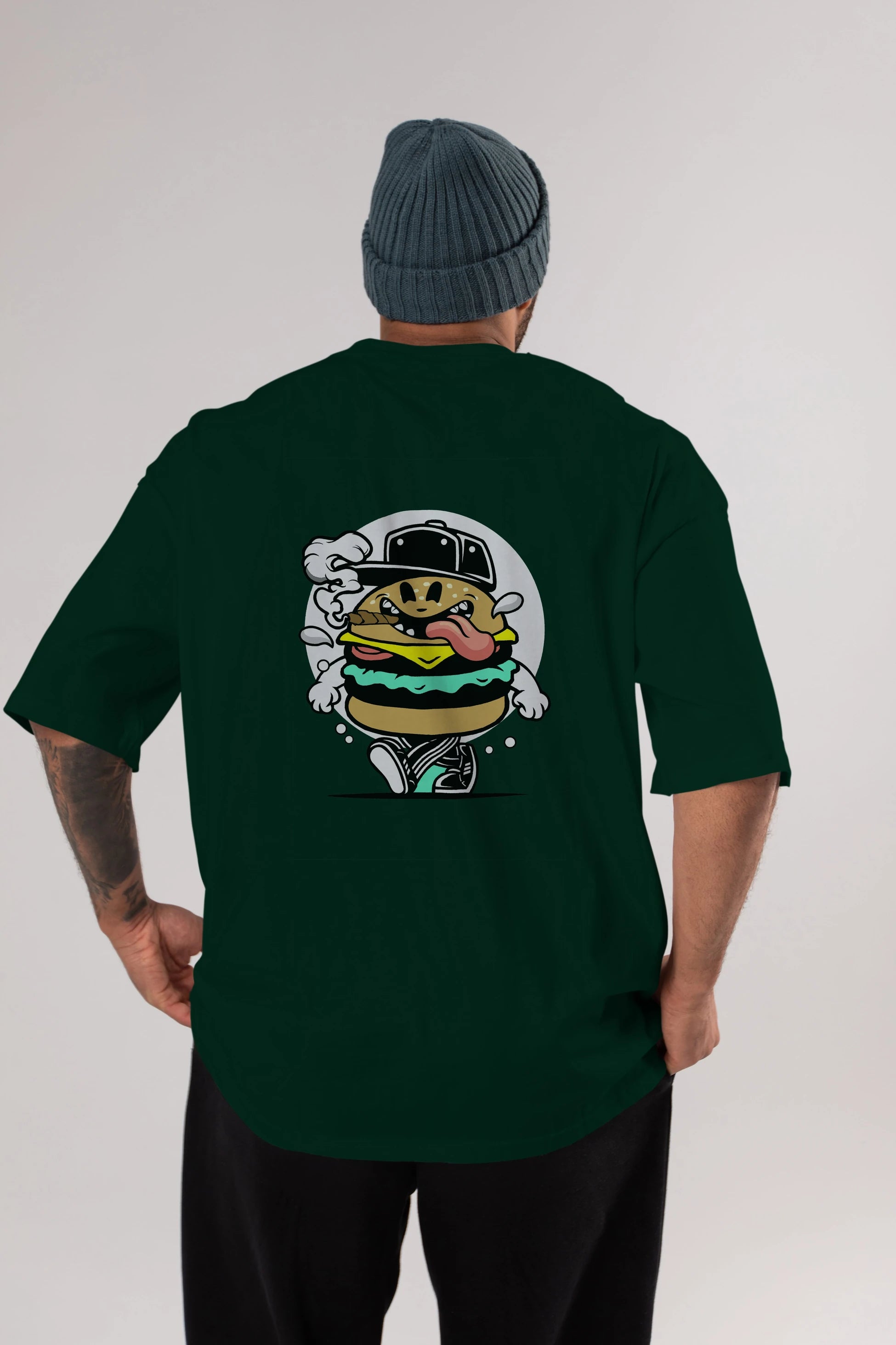 Burger Guy Arka Baskılı Oversize t-shirt Erkek Kadın Unisex %100 Pamuk tişort