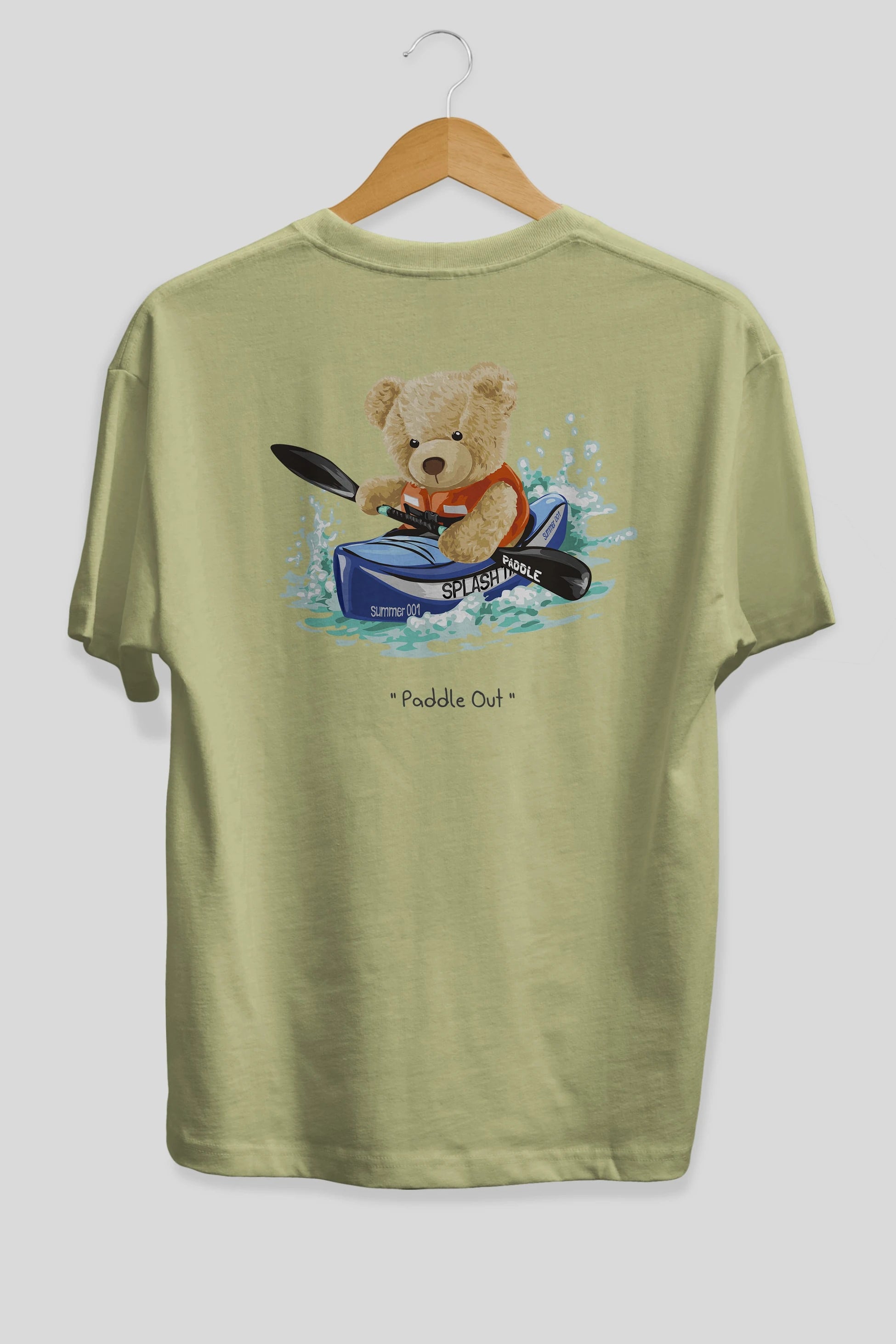 Teddy Bear Paddle Out Arka Baskılı Oversize t-shirt Erkek Kadın Unisex %100 Pamuk