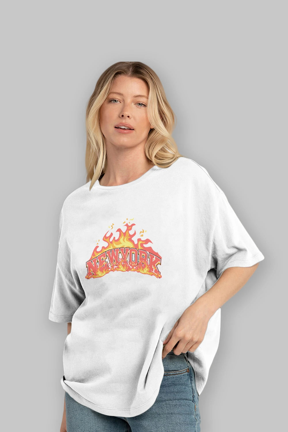 Newyork Style Ön Baskılı Oversize t-shirt Erkek Kadın Unisex