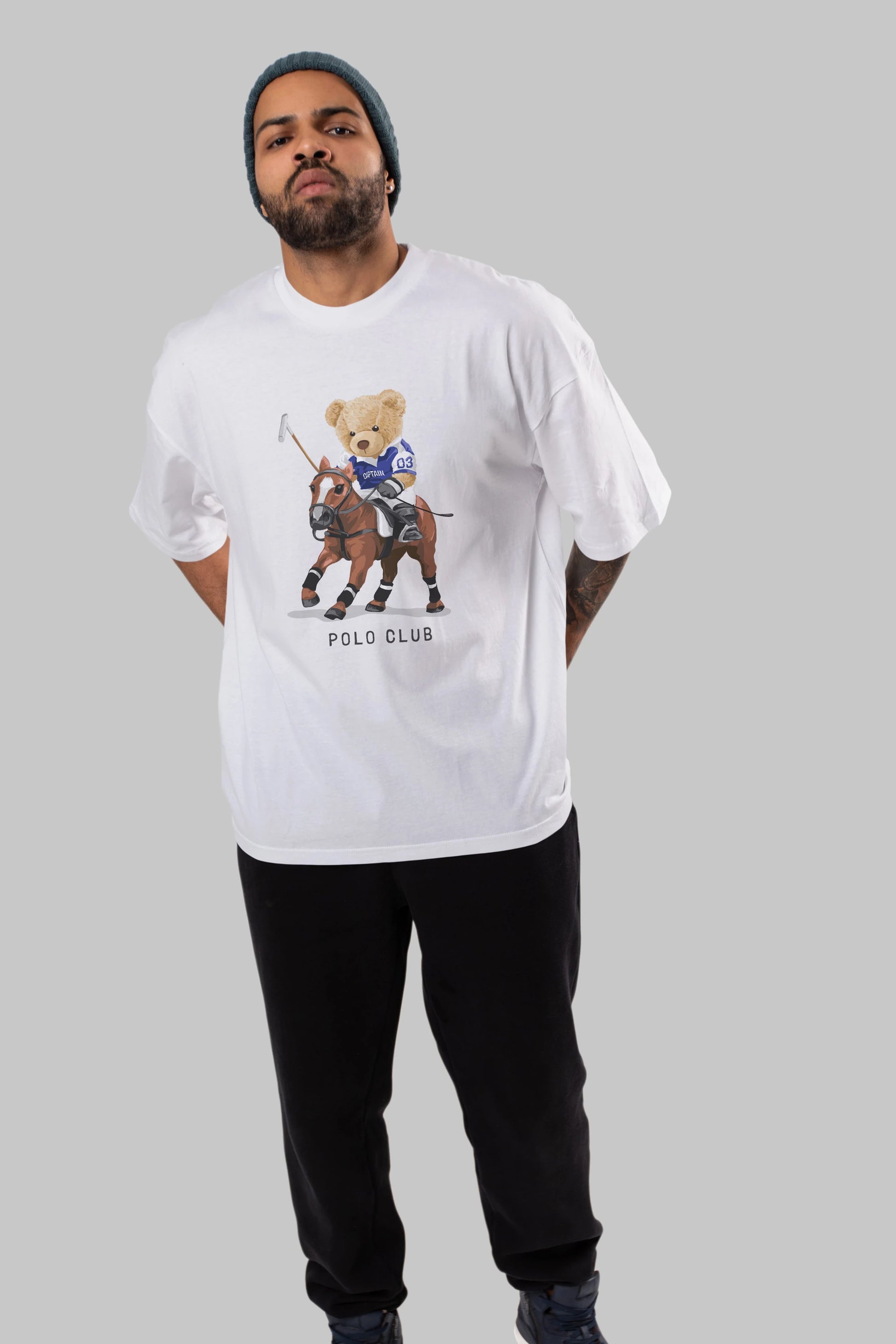 Teddy Bear Polo Club Ön Baskılı Oversize t-shirt Erkek Kadın Unisex %100 Pamuk
