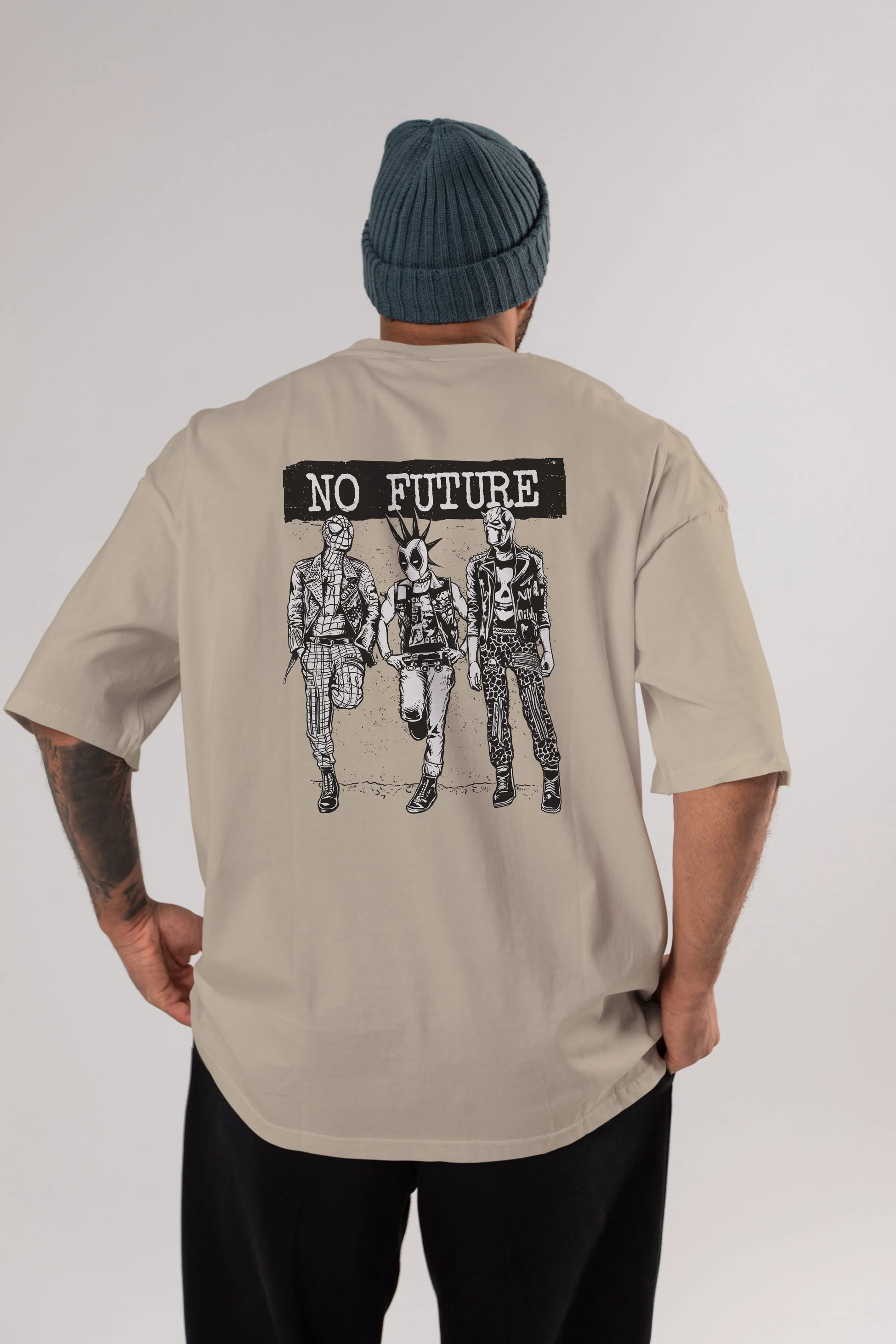 No Future Arka Baskılı Oversize t-shirt Erkek Kadın Unisex %100 Pamuk