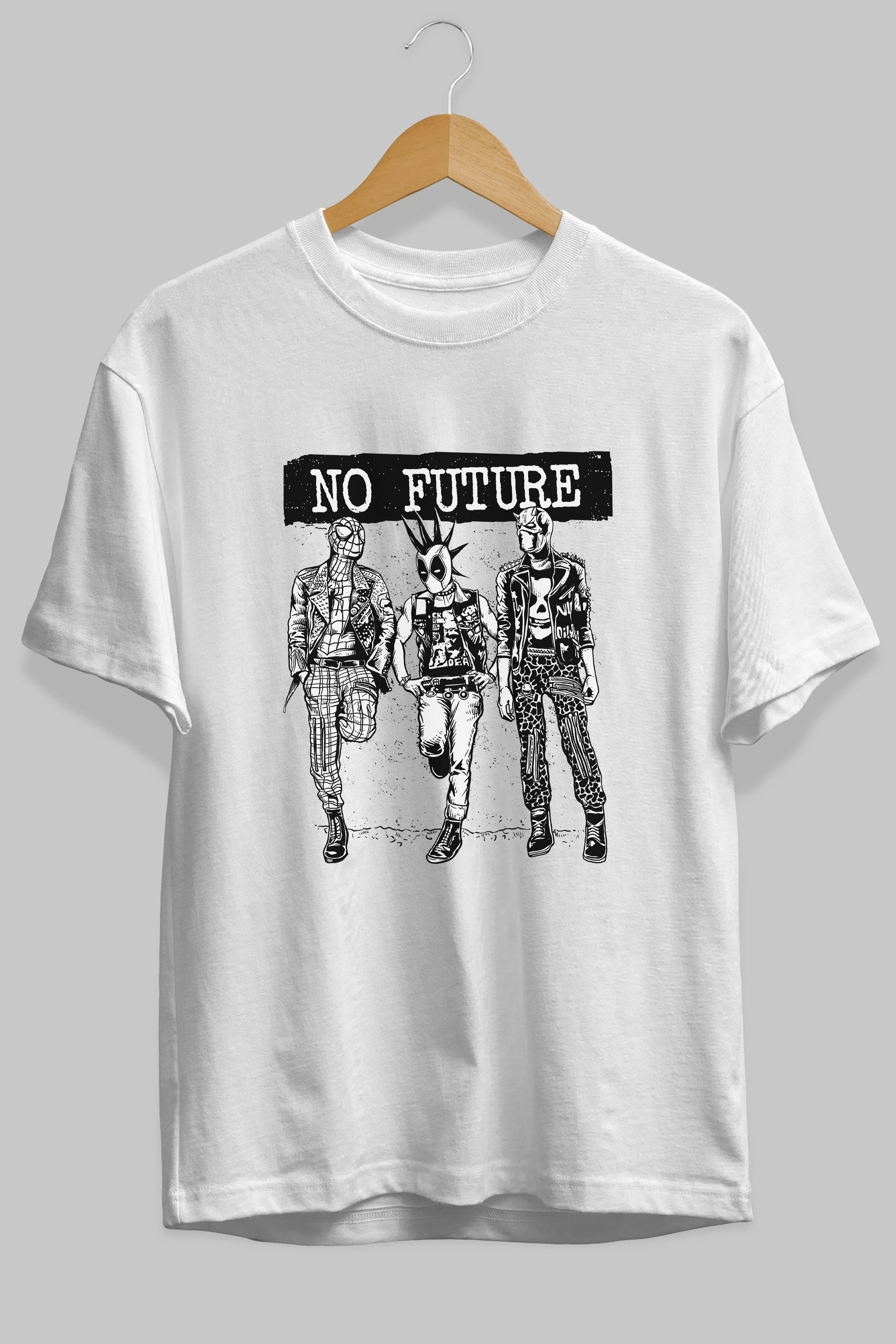 No Future Ön Baskılı Oversize t-shirt Erkek Kadın Unisex %100 Pamuk tişort
