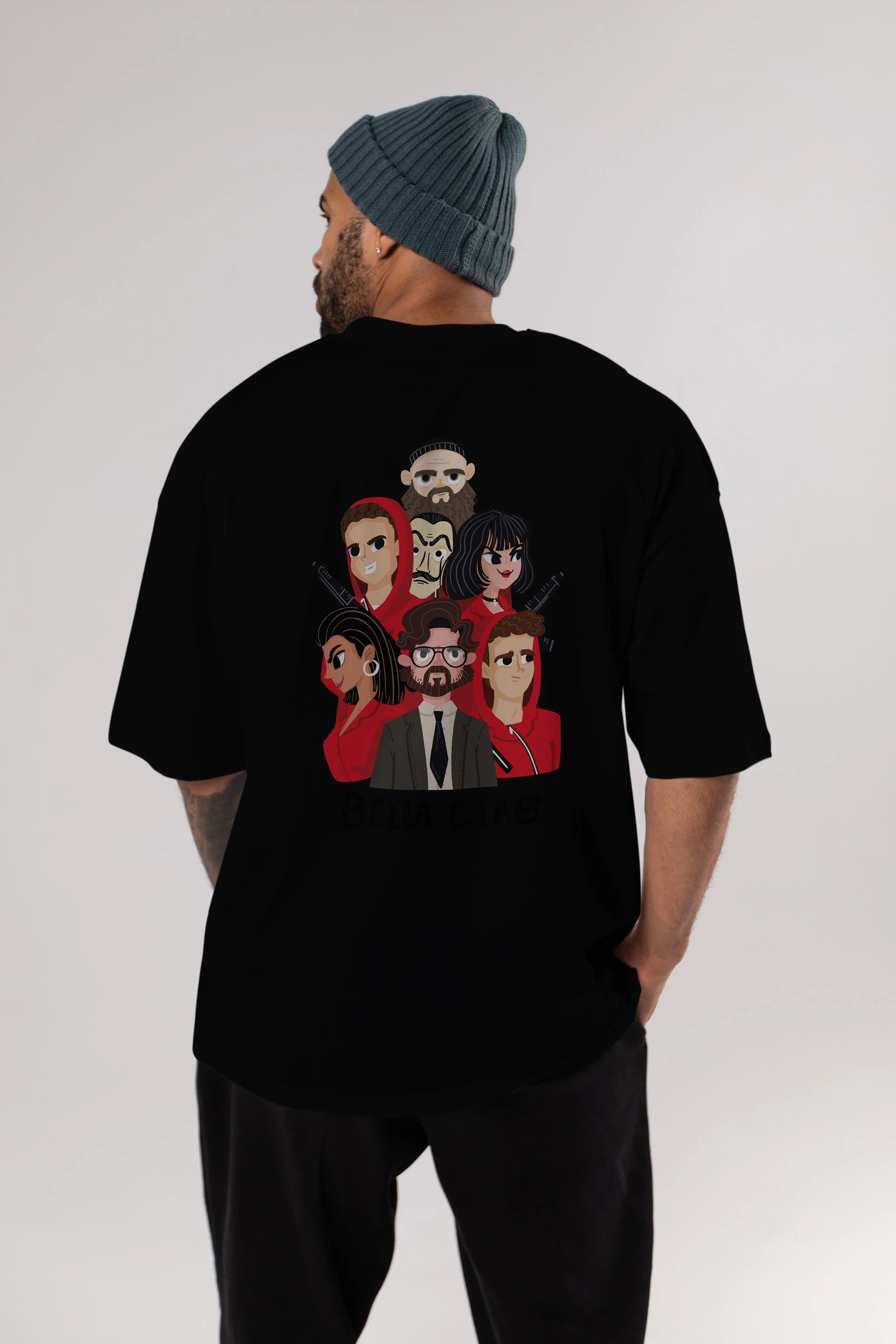 La Casa De Papel (13) Arka Baskılı Oversize t-shirt Erkek Kadın Unisex %100 Pamuk Bisiklet Yaka tişort