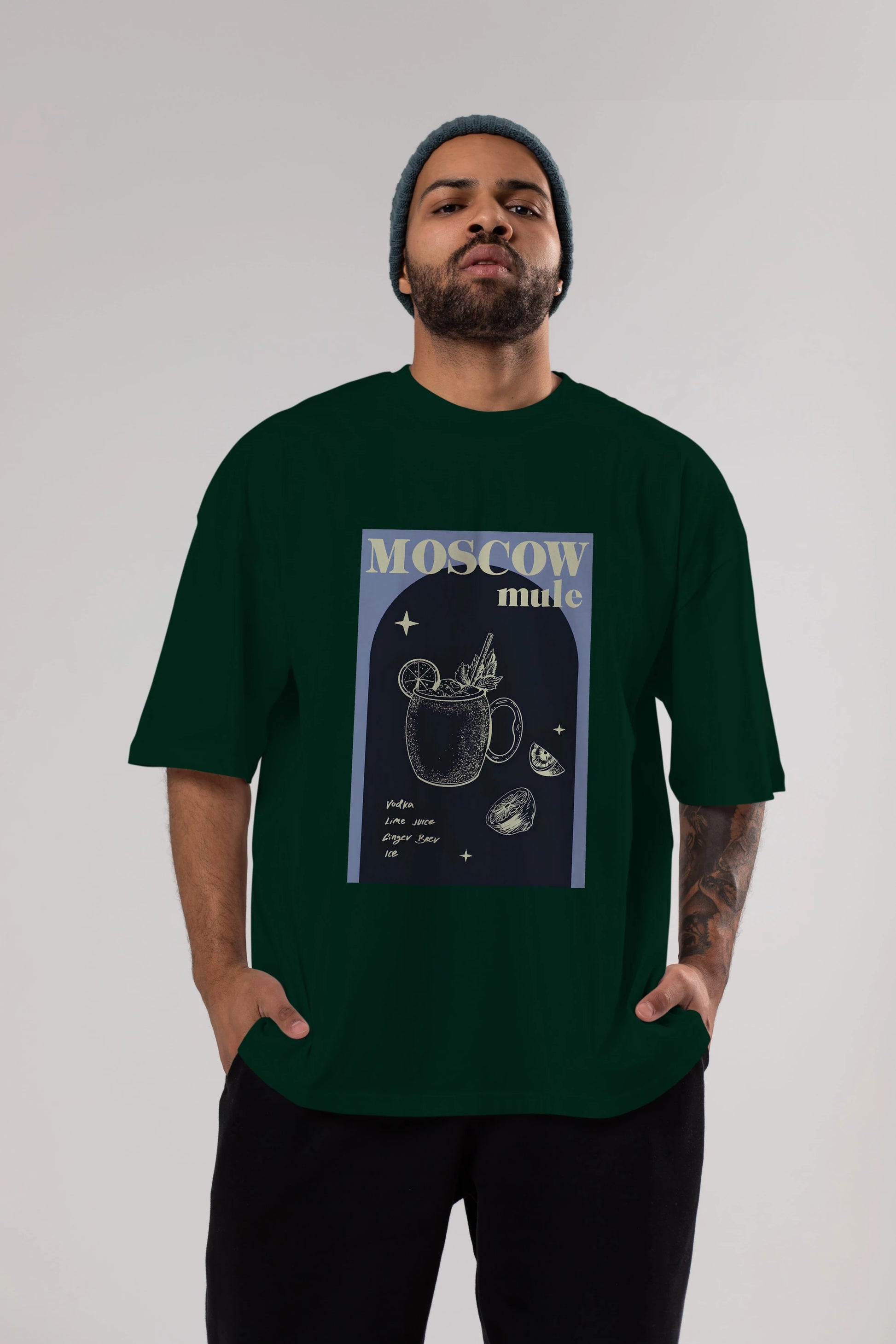 Moscow Mule Ön Baskılı Oversize t-shirt Erkek Kadın Unisex %100 Pamuk Bisiklet Yaka tişort