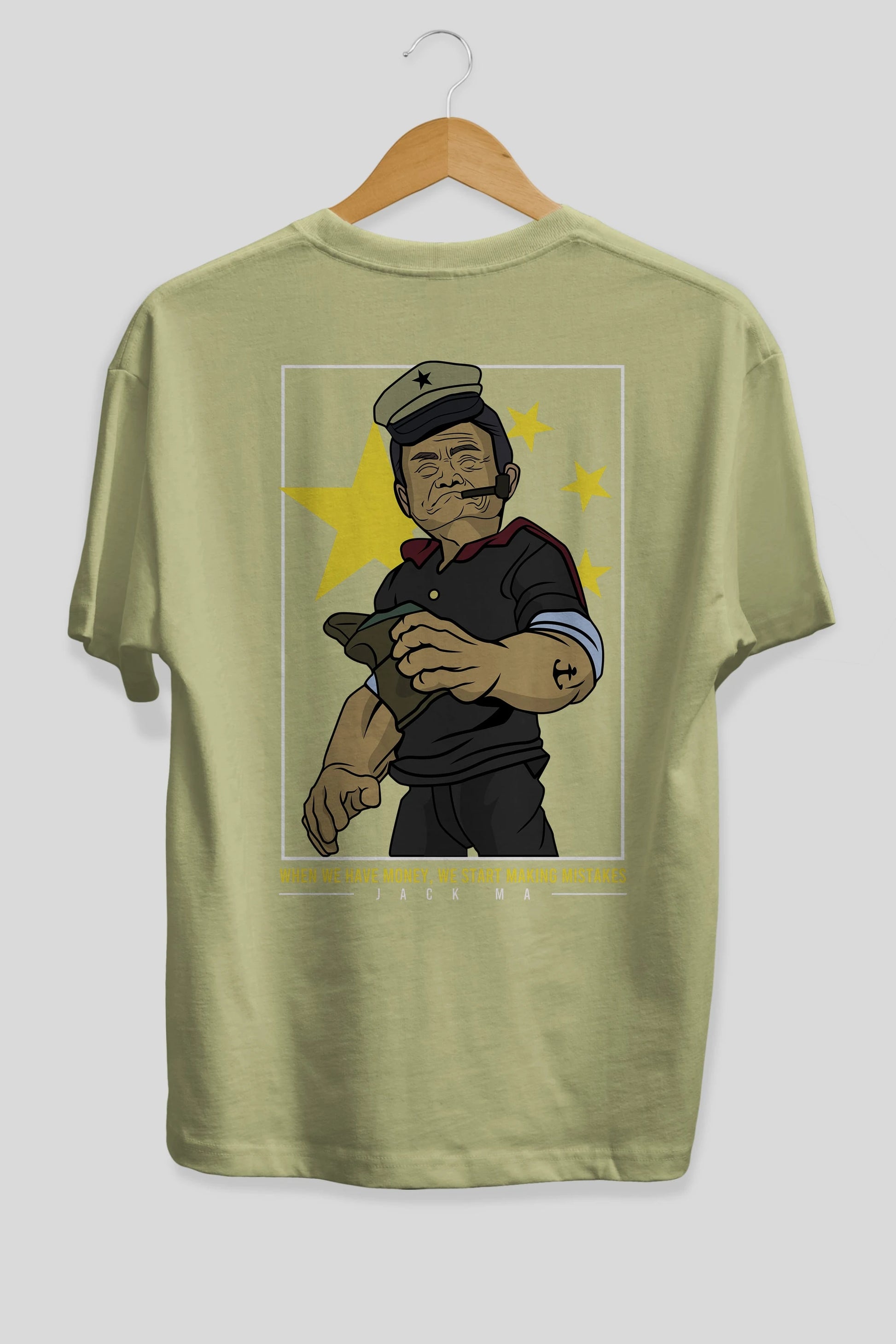 Popeye Jack Ma Arka Baskılı Oversize t-shirt Erkek Kadın Unisex %100 Pamuk tişort