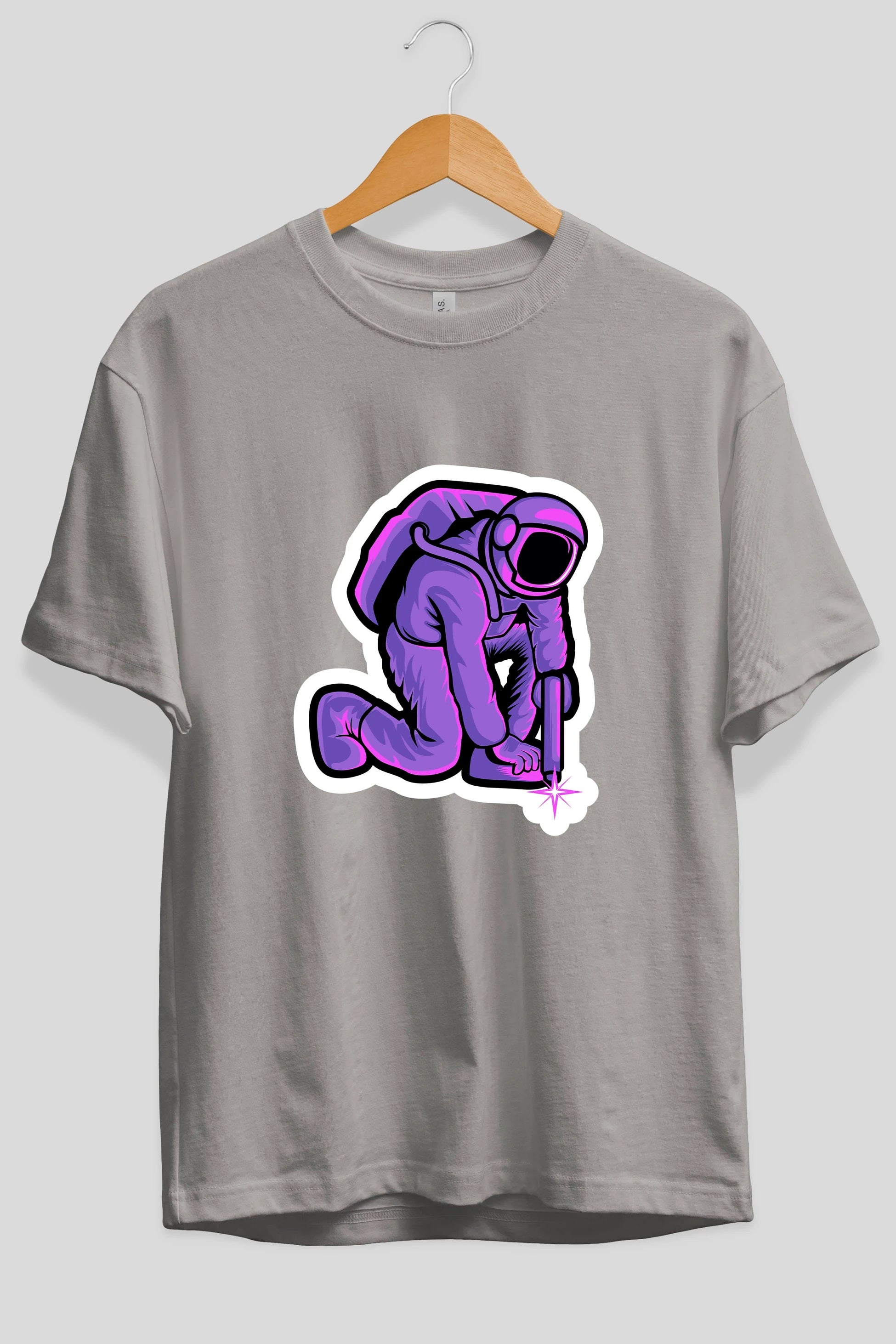 Welding in Space Sticker Ön Baskılı Oversize t-shirt Erkek Kadın Unisex