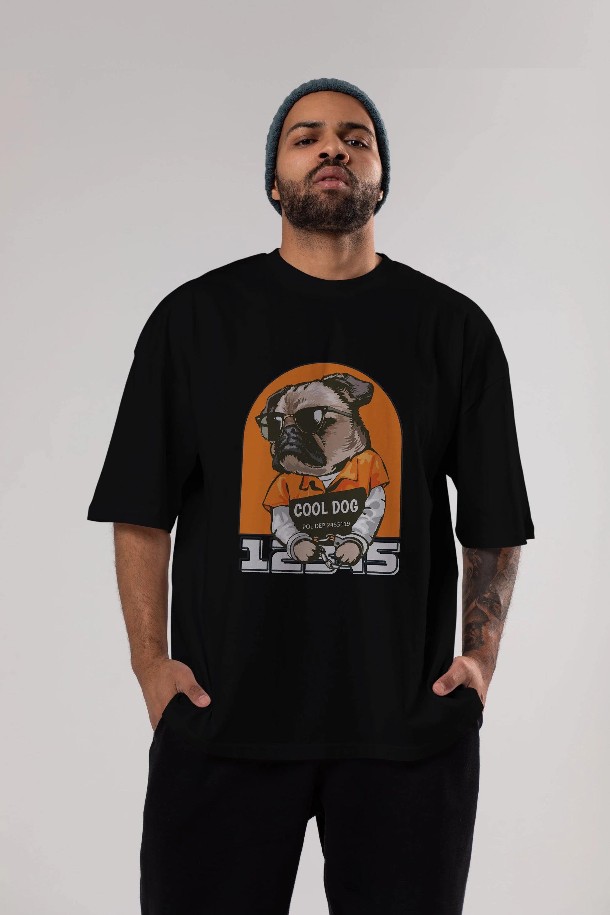 Cool Dog Ön Baskılı Oversize t-shirt Erkek Kadın Unisex