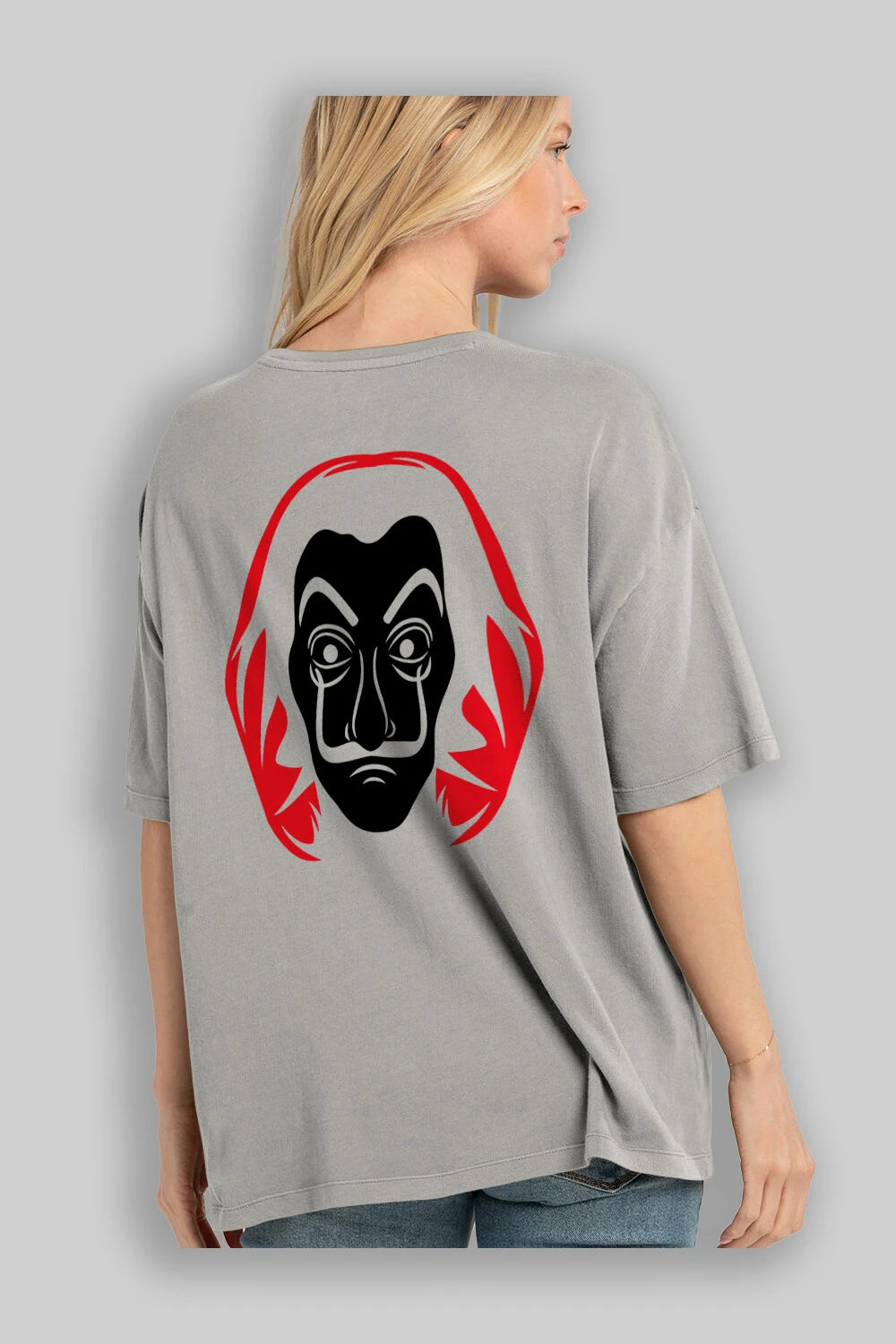 La Casa De Papel (8) Arka Baskılı Oversize t-shirt Erkek Kadın Unisex %100 Pamuk Bisiklet Yaka tişort