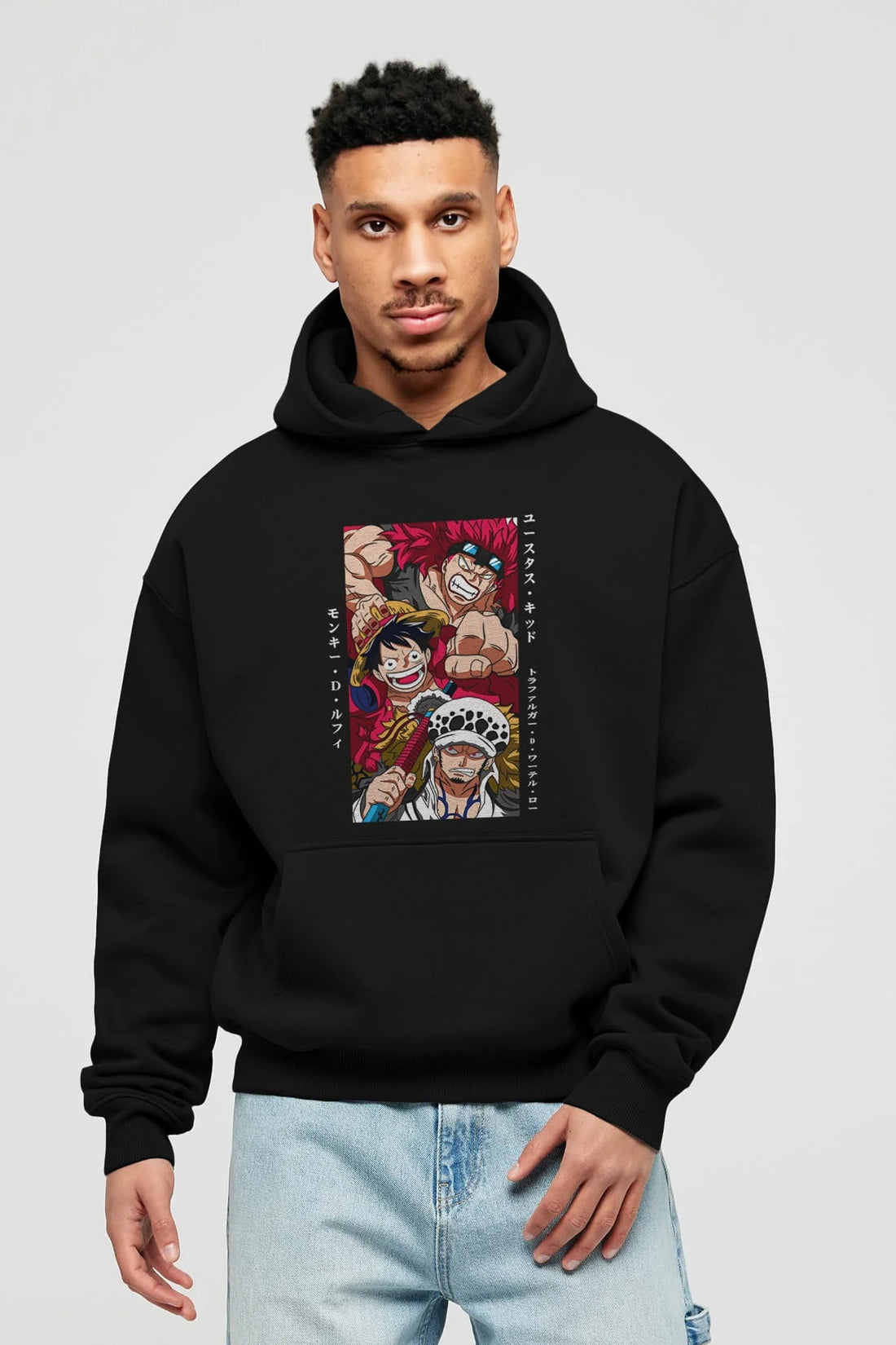 SUPER NOVAS one piece Anime Ön Baskılı Hoodie Oversize Kapüşonlu Sweatshirt Erkek Kadın Unisex