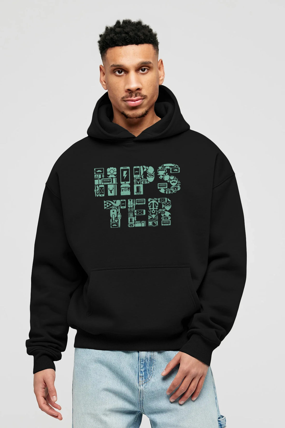 HIPSTER Ön Baskılı Hoodie Oversize Kapüşonlu Sweatshirt Erkek Kadın Unisex