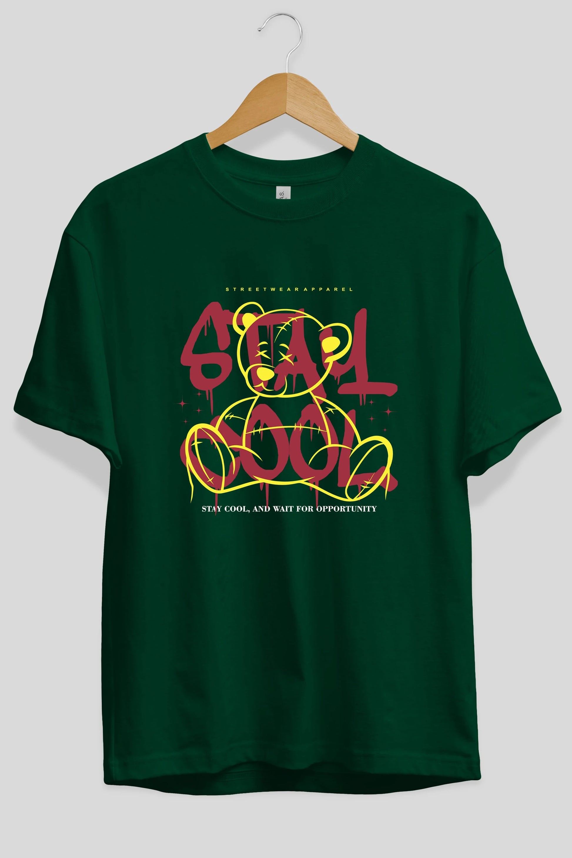 Teddy Bear Stay Cool 2 Ön Baskılı Oversize t-shirt Erkek Kadın Unisex